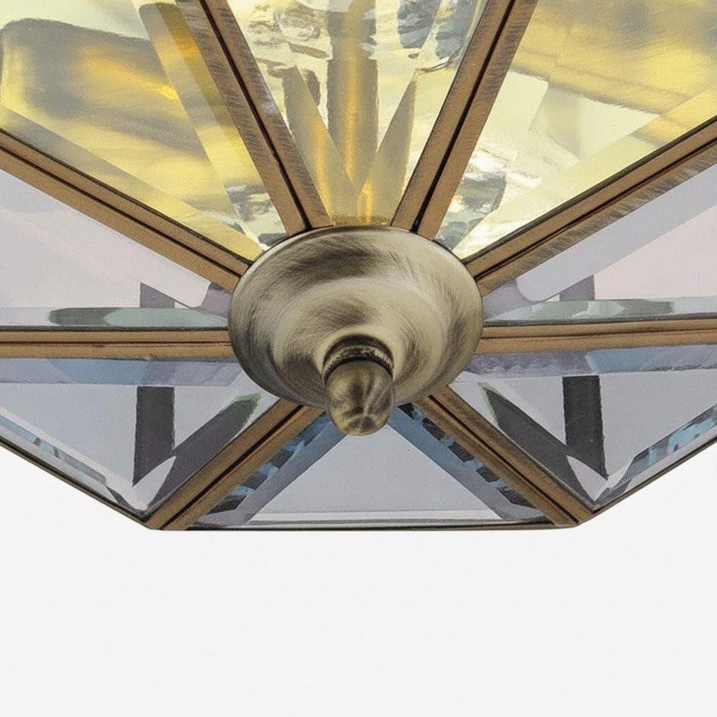 Braleen Antique Lantern Style Flush Ceiling Light - Clear Glass Design for Living Room K1983