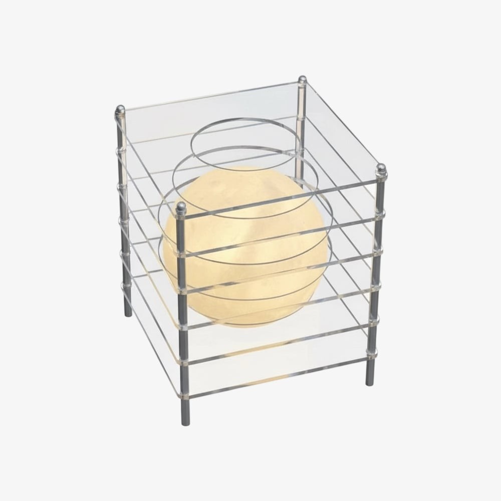 Afterglow Geometric Cube Sphere Table Lamp - Modern Acrylic Accent Light for Bedroom Decor K2078
