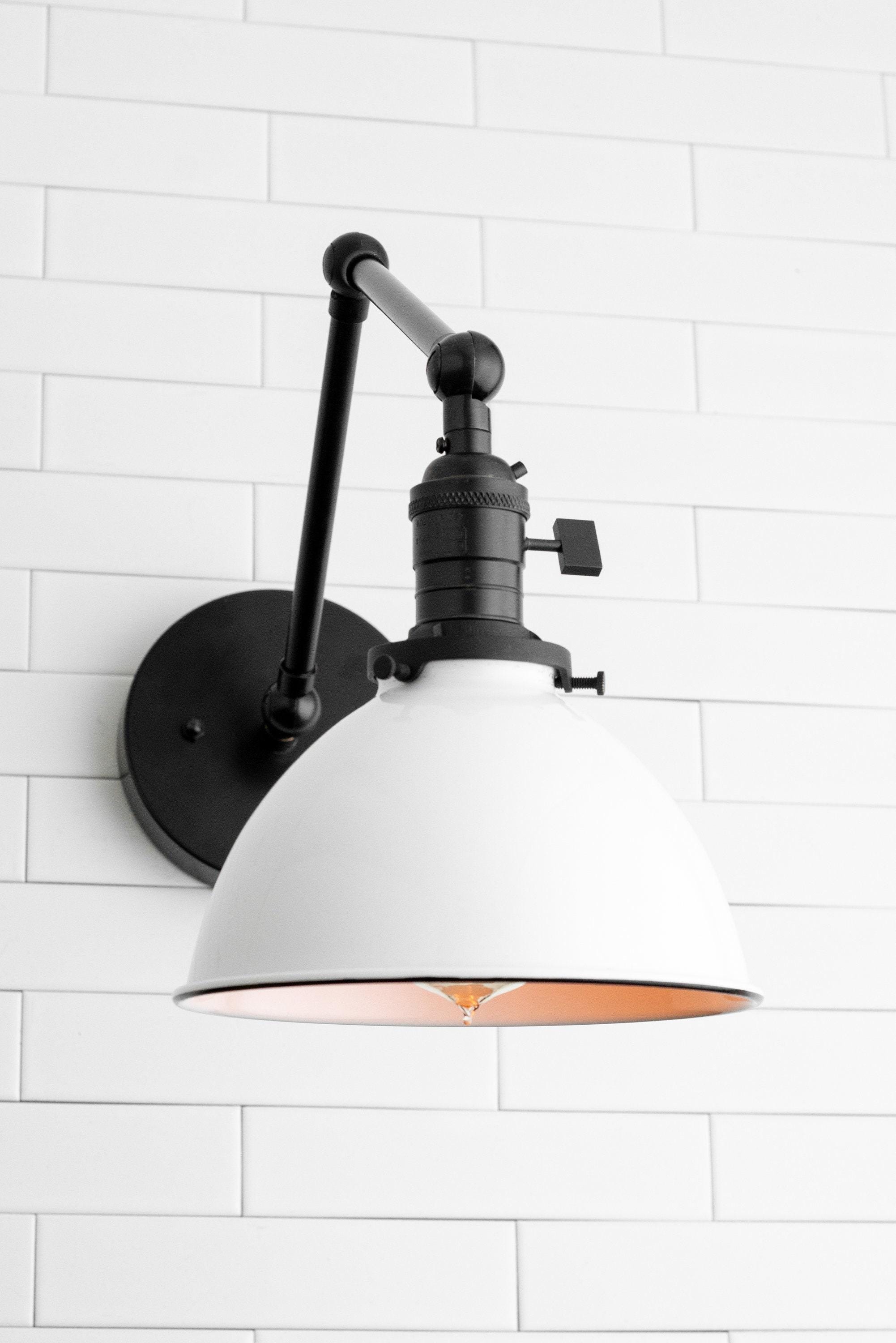 Conique Metal Vintage Industrial Swing Arm Wall Lamp - Adjustable Dome Shade for Study K1467