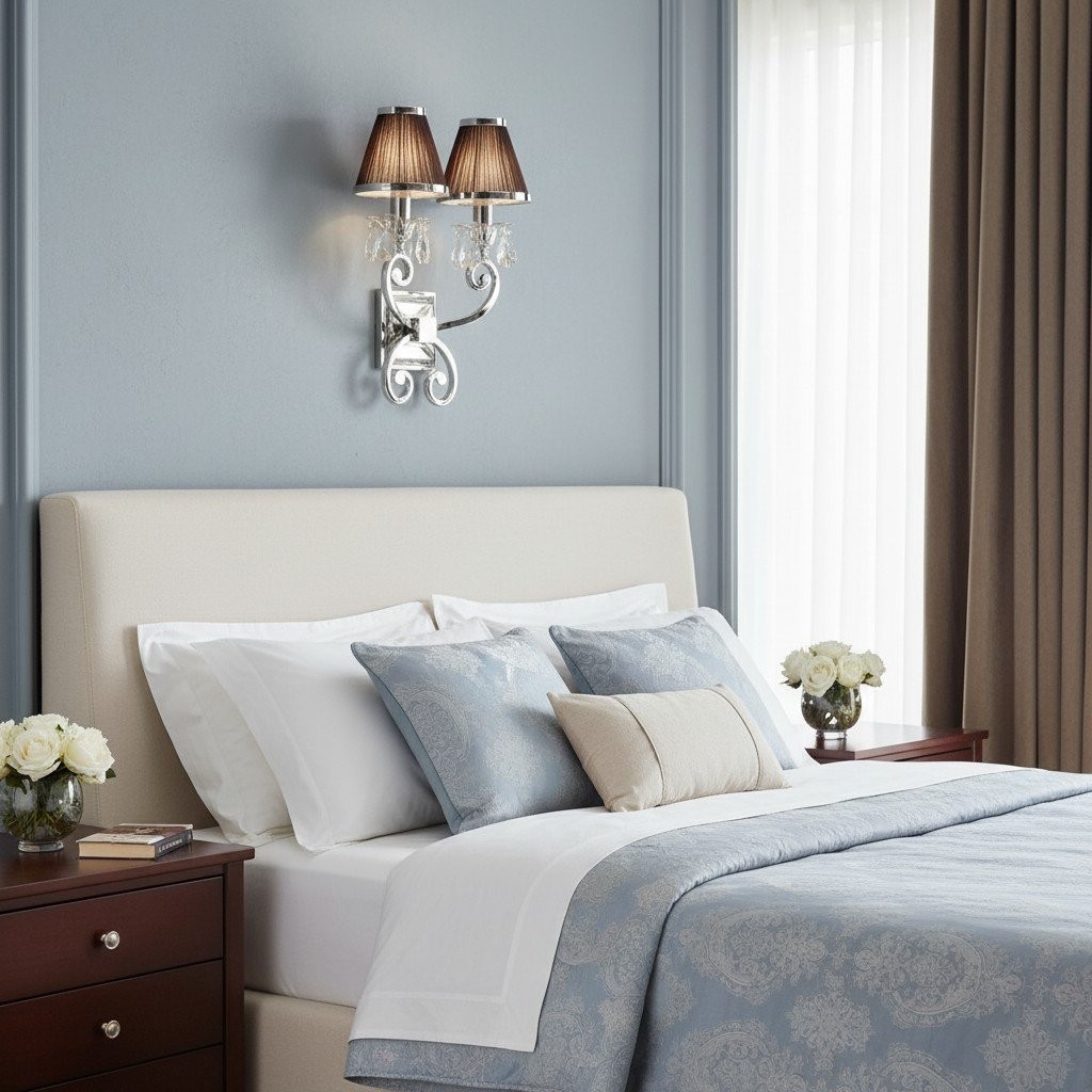 Talonis Luxury Crystal Wall Sconce - Chrome Finish Frame for Bedrooms and Home Décor K1933
