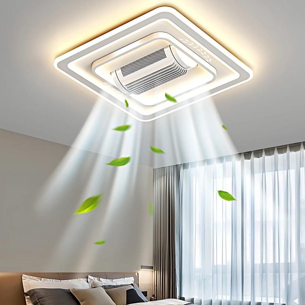 Modern LED Flat Quiet Bladeless Ceiling Fan LIght K1105