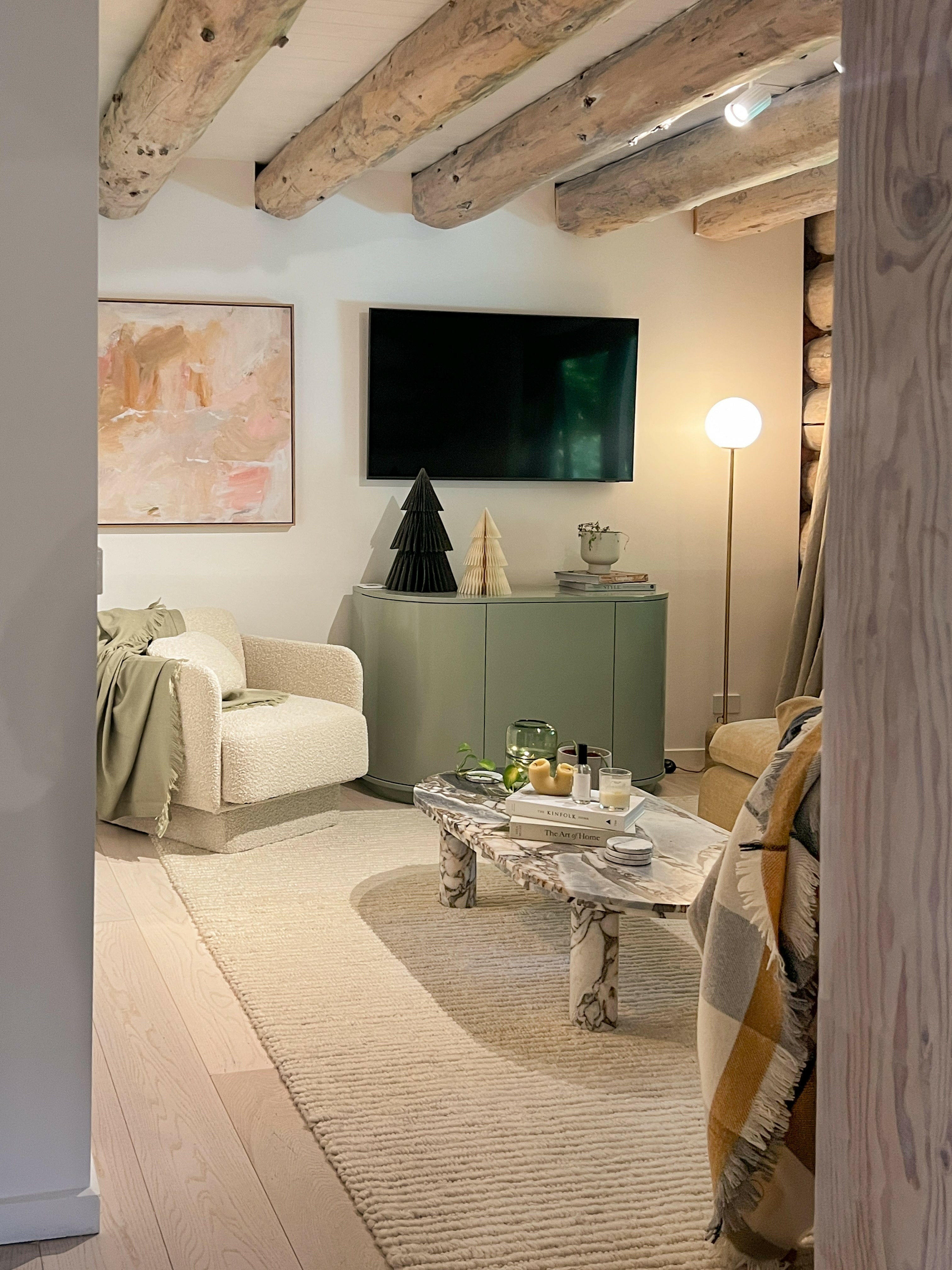 Modern Minimalist Travertine Base Glass Orb Floor Lamp K875