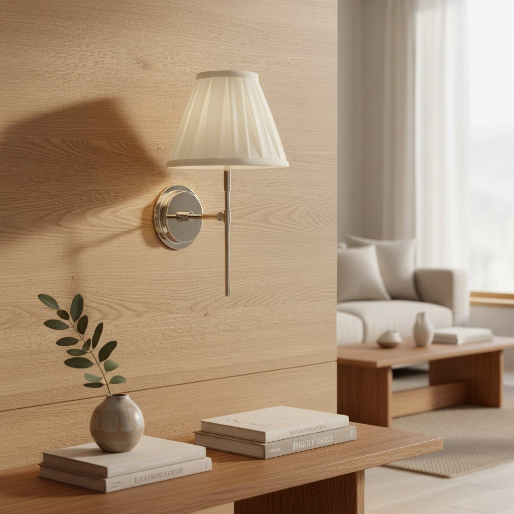 Cremaris Metal Wall Light with Fabric Shade - Timeless Sconce for Interior Lighting K1989