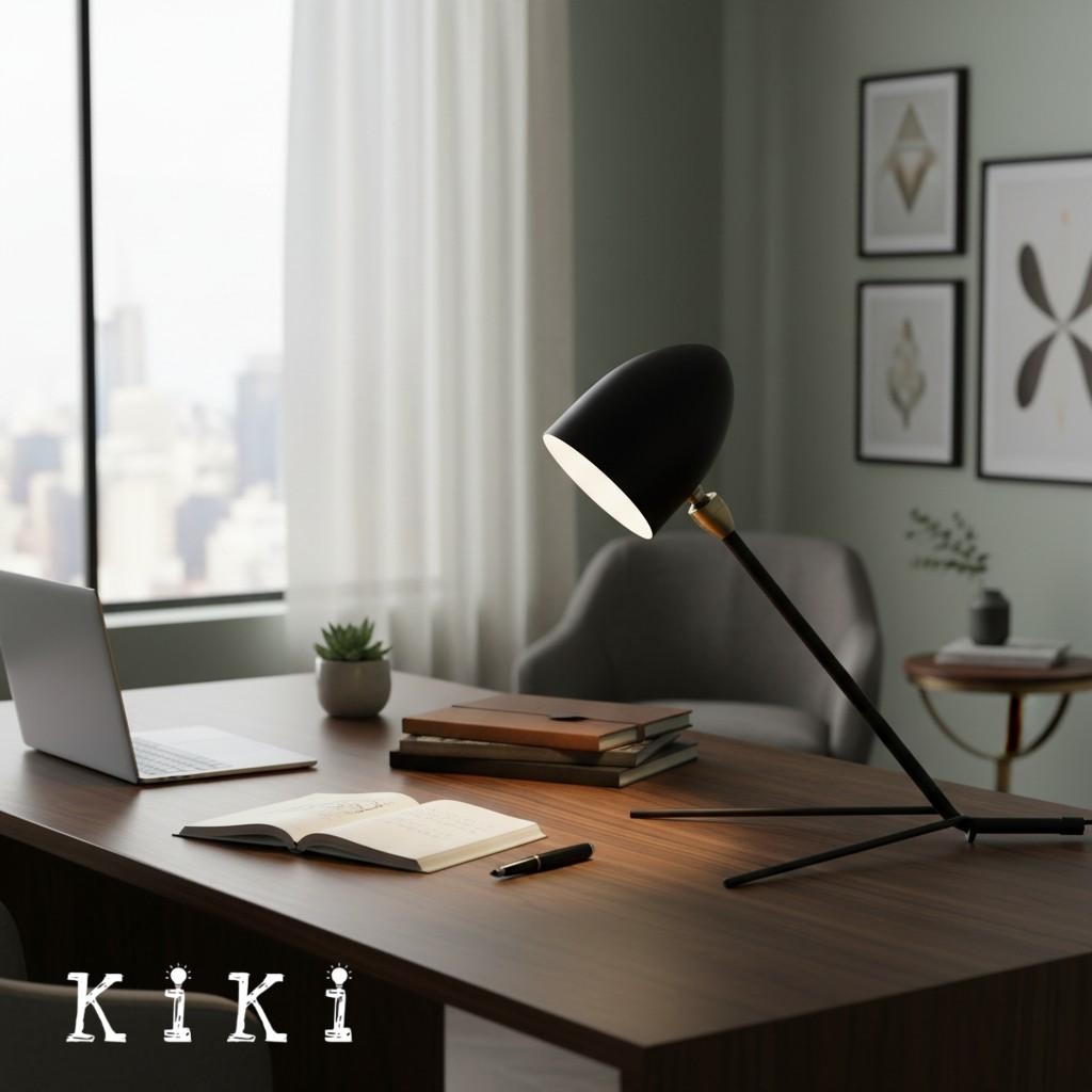Compact Tripod Metal Table Lamp - Modern Nordic Lighting for for Office