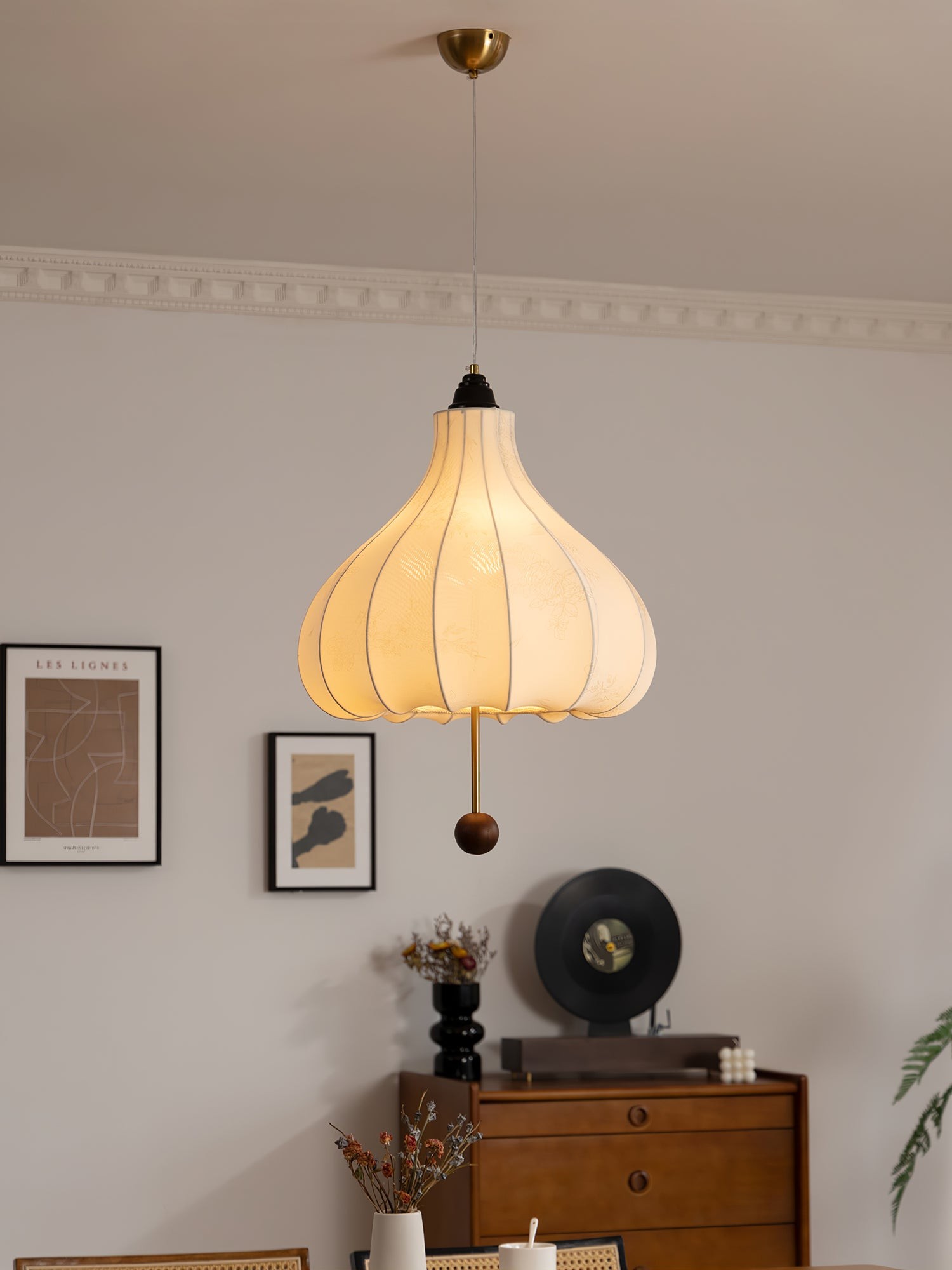 Retro Chestnut Fabric Pendant Light K318