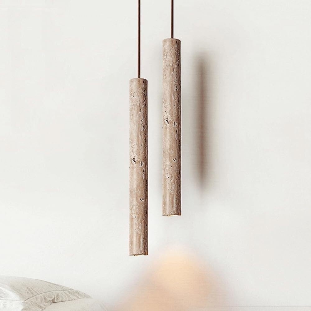 Marbled Travertine Cylinder Modern Pendant Light D857