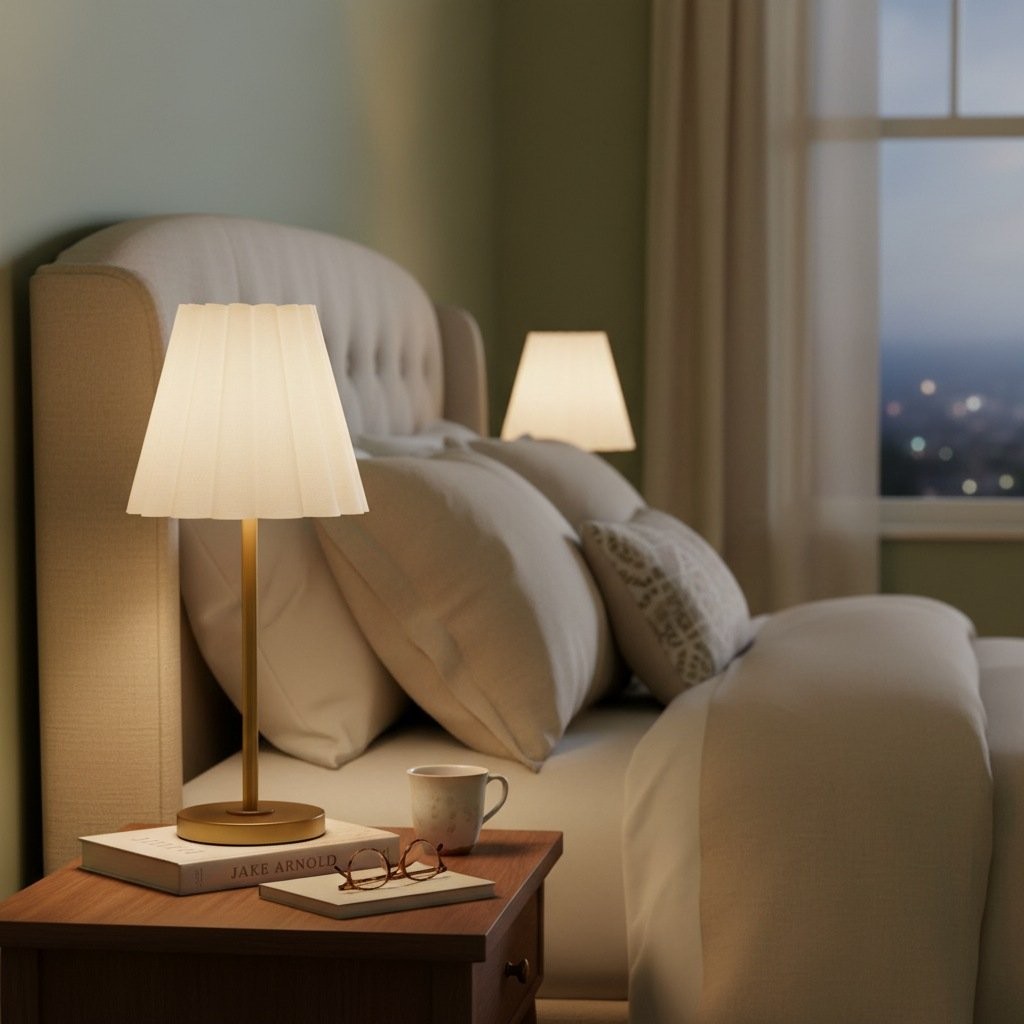 Ruffmeto Transitional Slim Table Lamp - Sculptural Shade Lighting for Living Room or Bedroom K1617