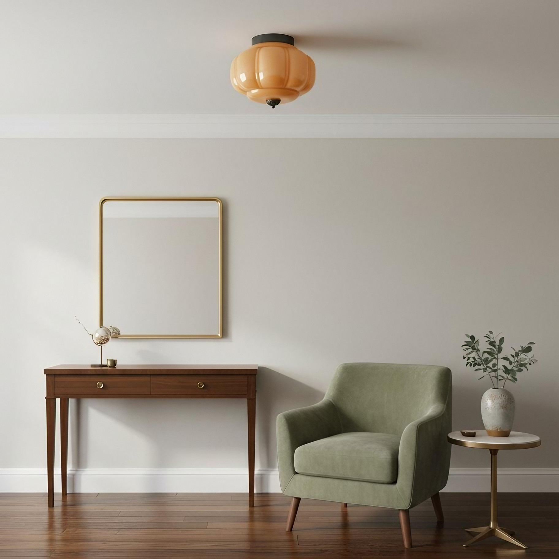 Eloise Retro Milk Glass Semi Flush Mount Ceiling Light K868