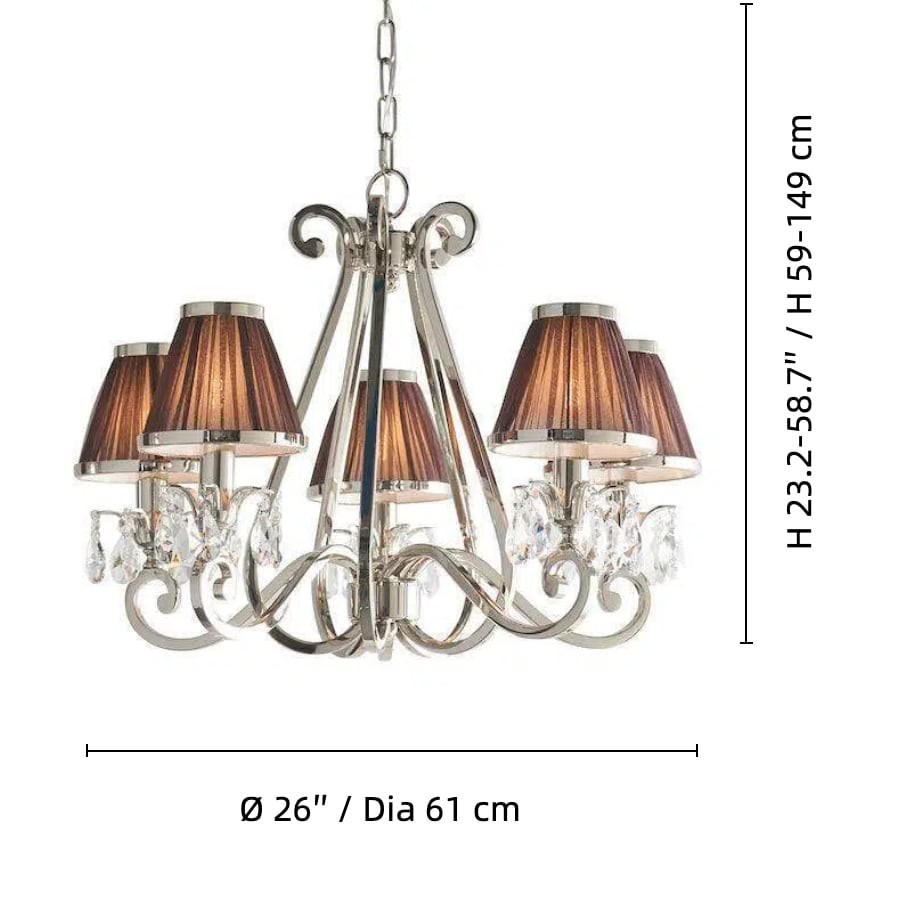 Talonis Multi-light Fabric Chandelier - Elegant Metal Curved Arms for Dining and Living K1900