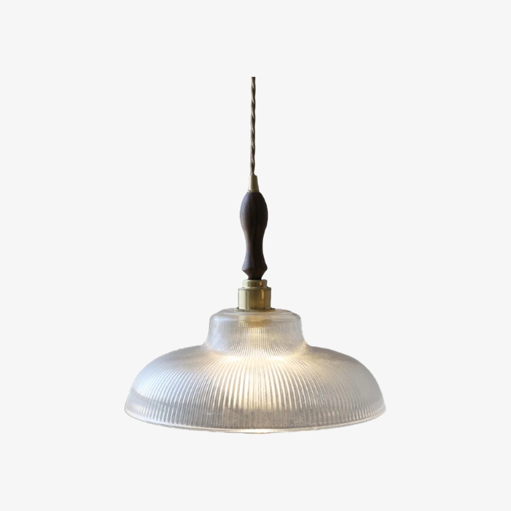 Ribilux Ribbed Pendant Light - Vintage Glass and Metal for Kitchen and Dining Room K2280
