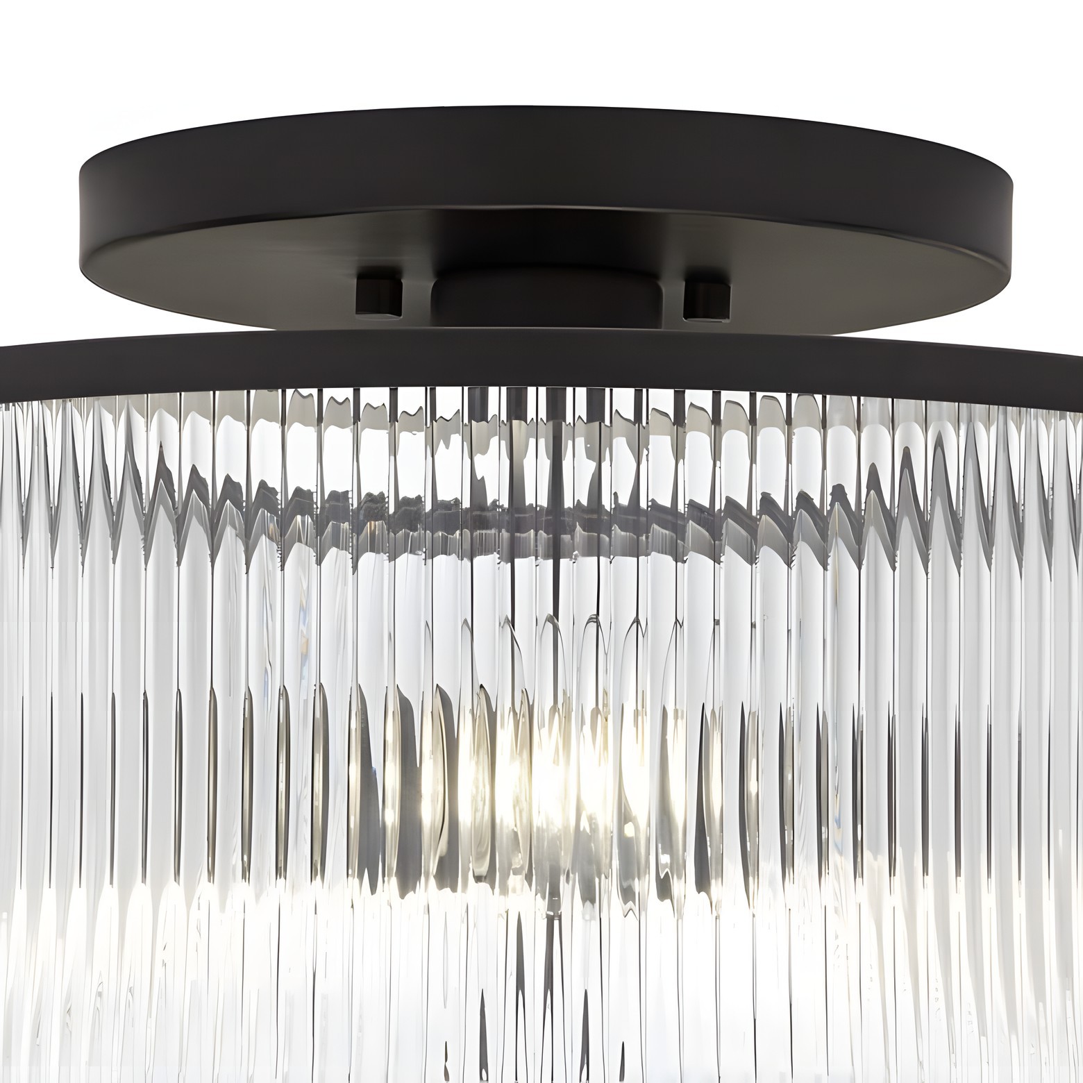Claude Farmhouse Striped Glass Drum Ceiling Light K919