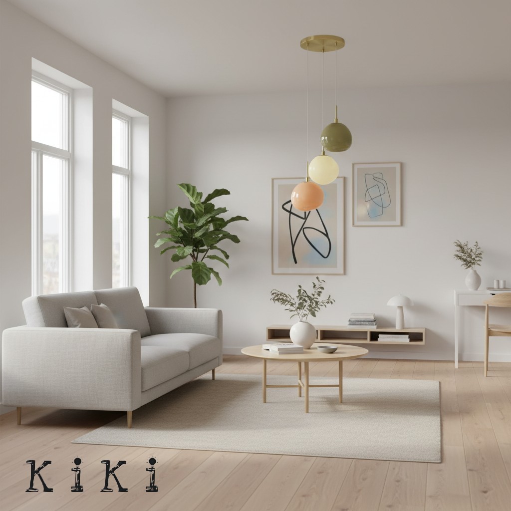 Artistic Multi-Color Glass Pendant – Minimalist Hanging Light for Living Room K1429