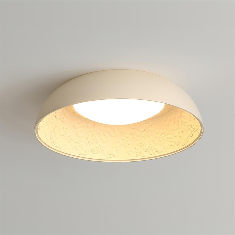 French Romantic Carved Round LED Ceiling Lamp K471