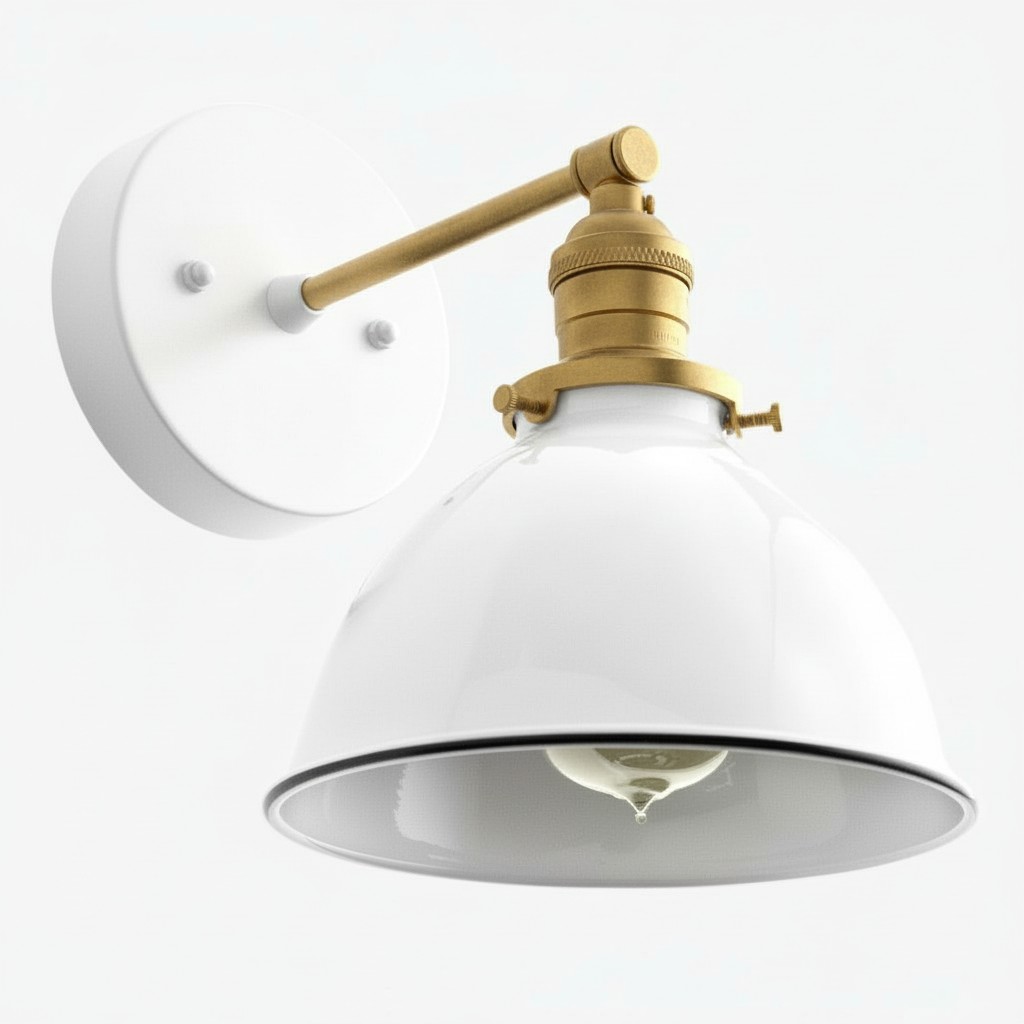 Conique Metal Wall Sconce - White Metal Shade - Industrial Modern Lighting K1446