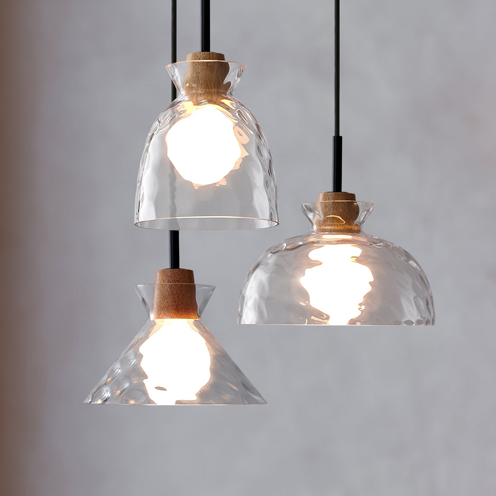 Wavy Glass Pendant Light - Ripple Glass Pendant Light for Dining Room K610
