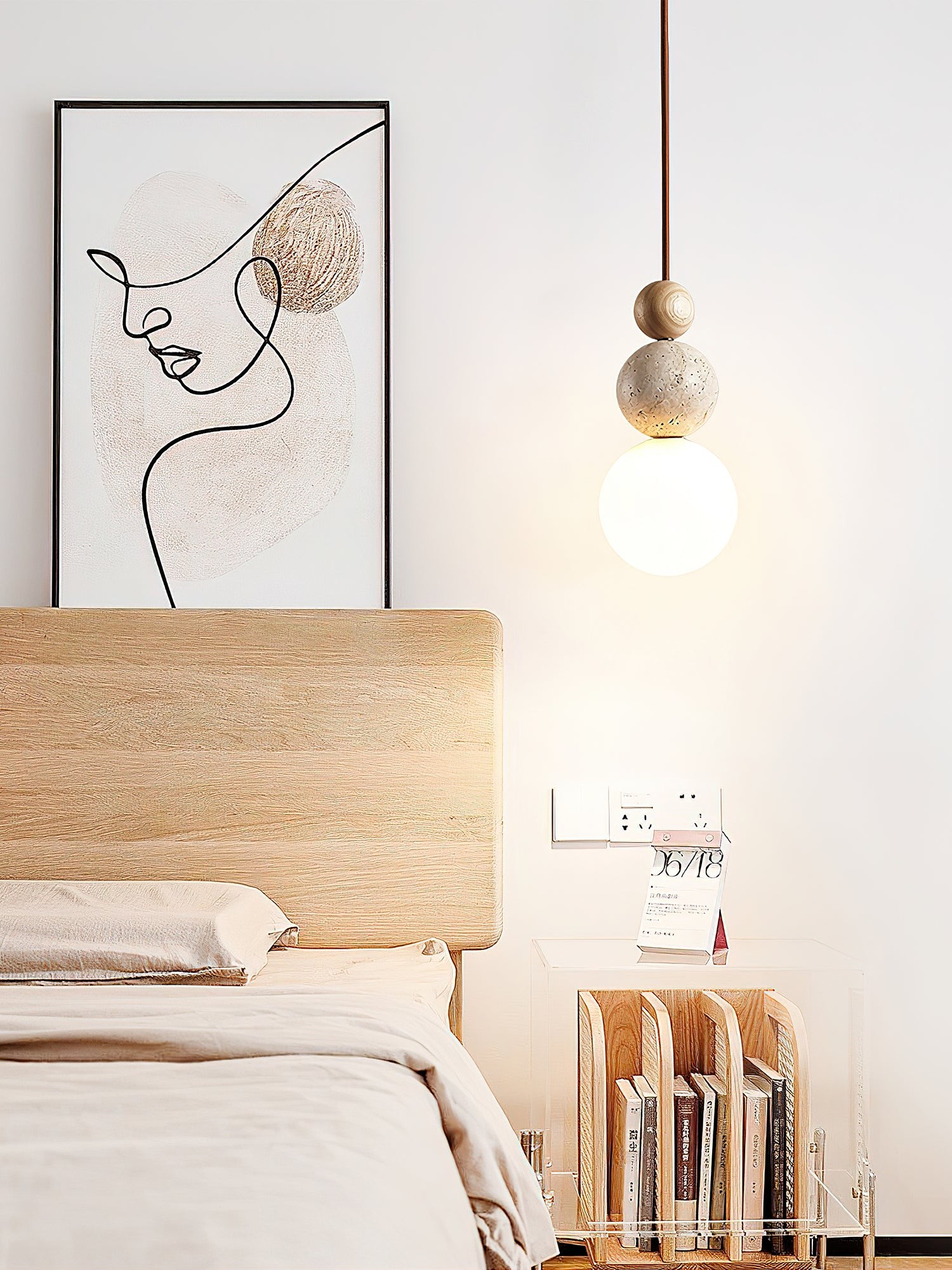 Modern Travertine Stone Globe Pendant Lamp K832