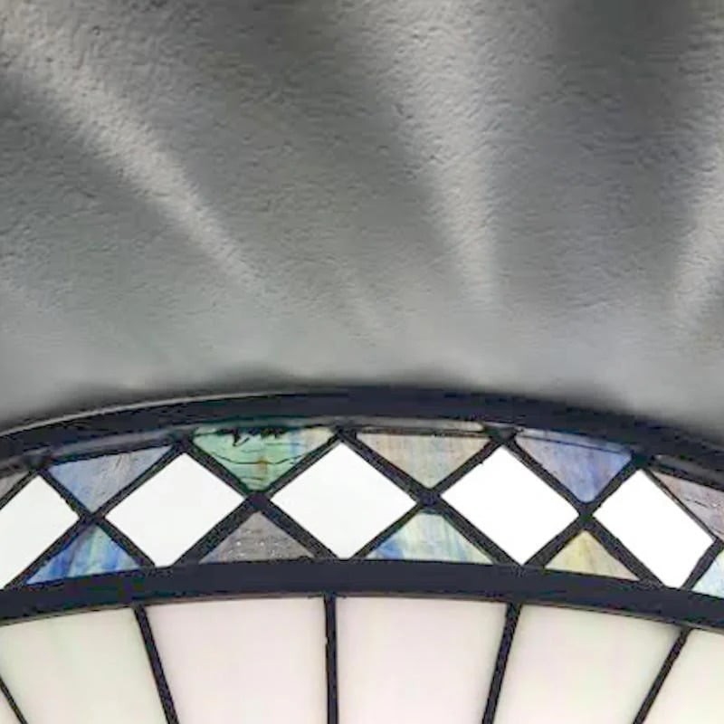 TF Fargo Geometric Flush Mount Light - Handcrafted Art Deco Stained Glass Lamp for Entryway K1982