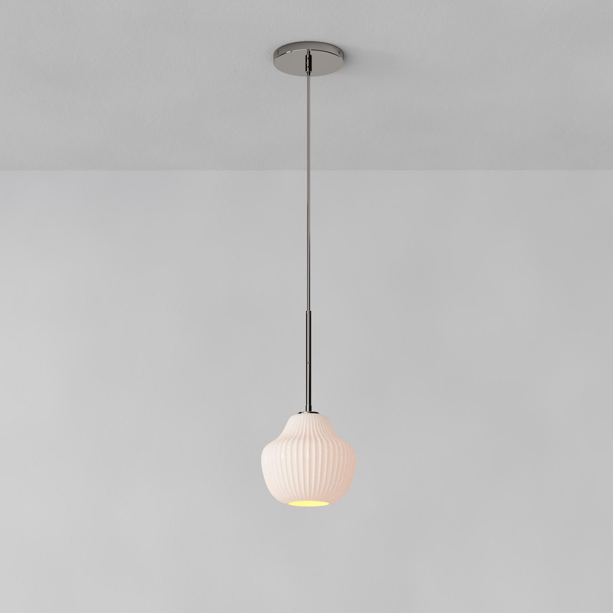 Rivrona Ribbed Pendant – Modern Ribbed Glass Light with Metal Finish K1405