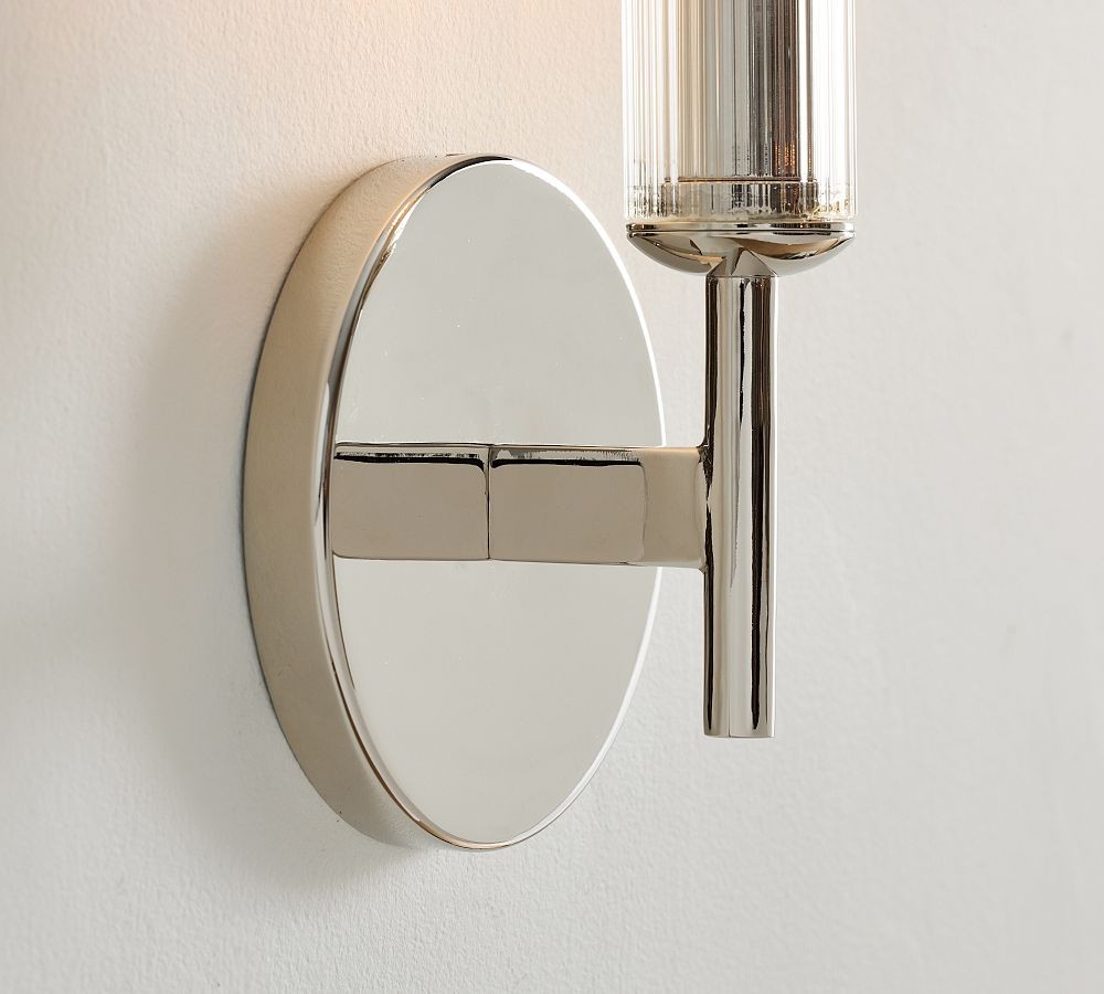Bravira Ribbed Glass Tube Wall Sconce - Wall Light for Living Room and Hallway K1327