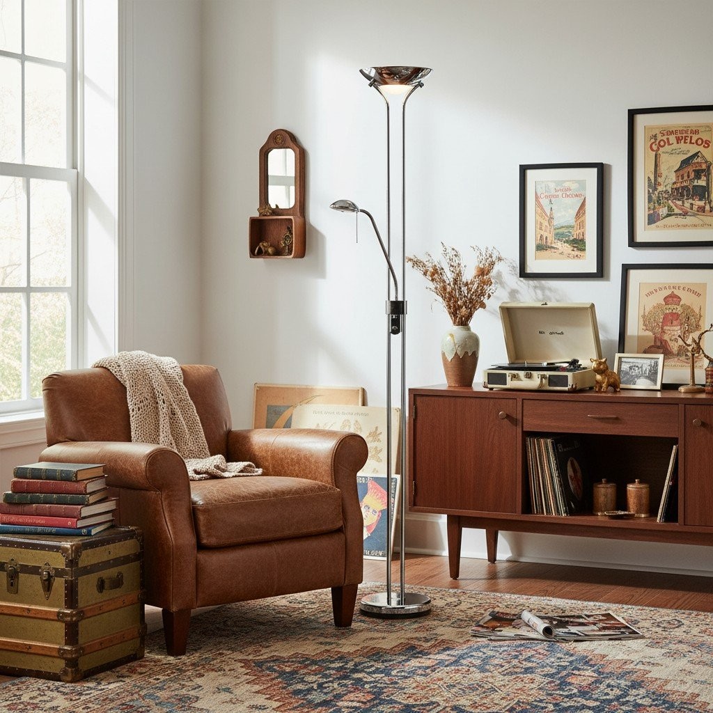 Linexis Art Deco Metal & Opal Glass Floor Lamp - Dual-Light Design for Modern Interiors K1910