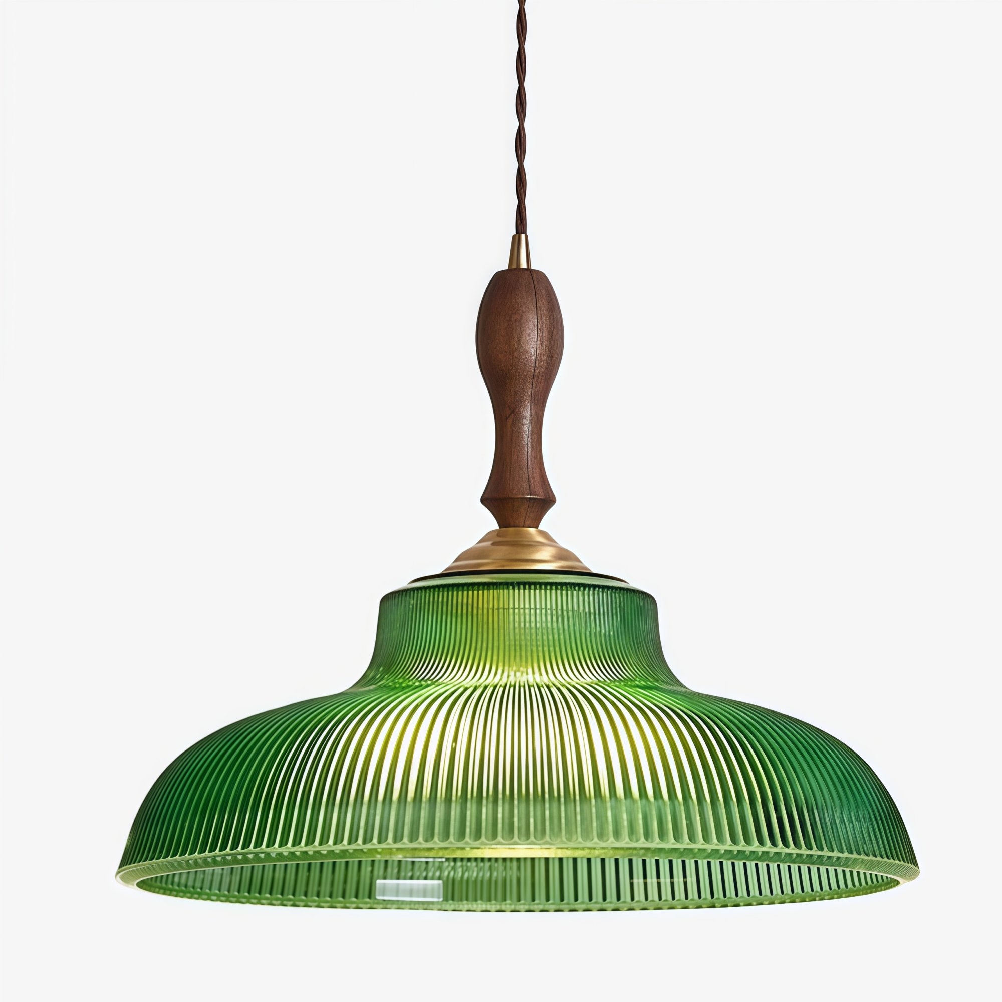Elunaris Vintage Trumpet Shape Pendant Light with Green Glass Shade for Dining Room K2274