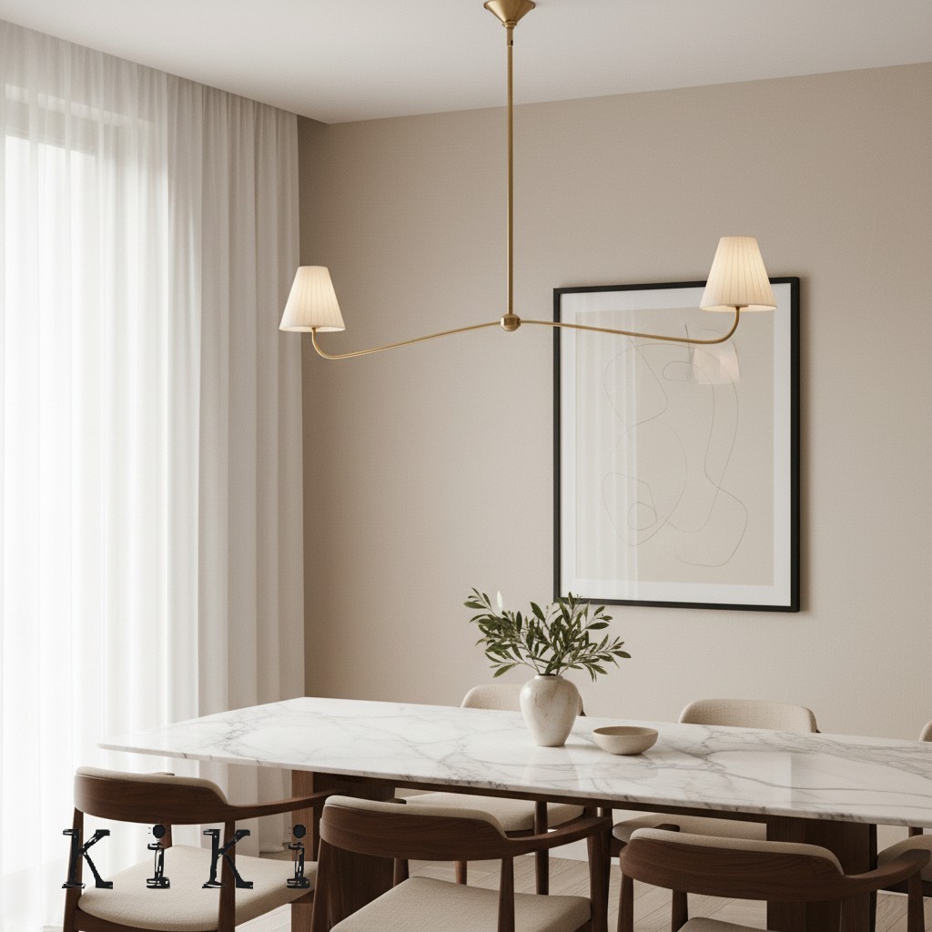 Fibura Modern Multi-Light Chandelier – Sleek 2 or 6-Light Design with Linen Shades K1407