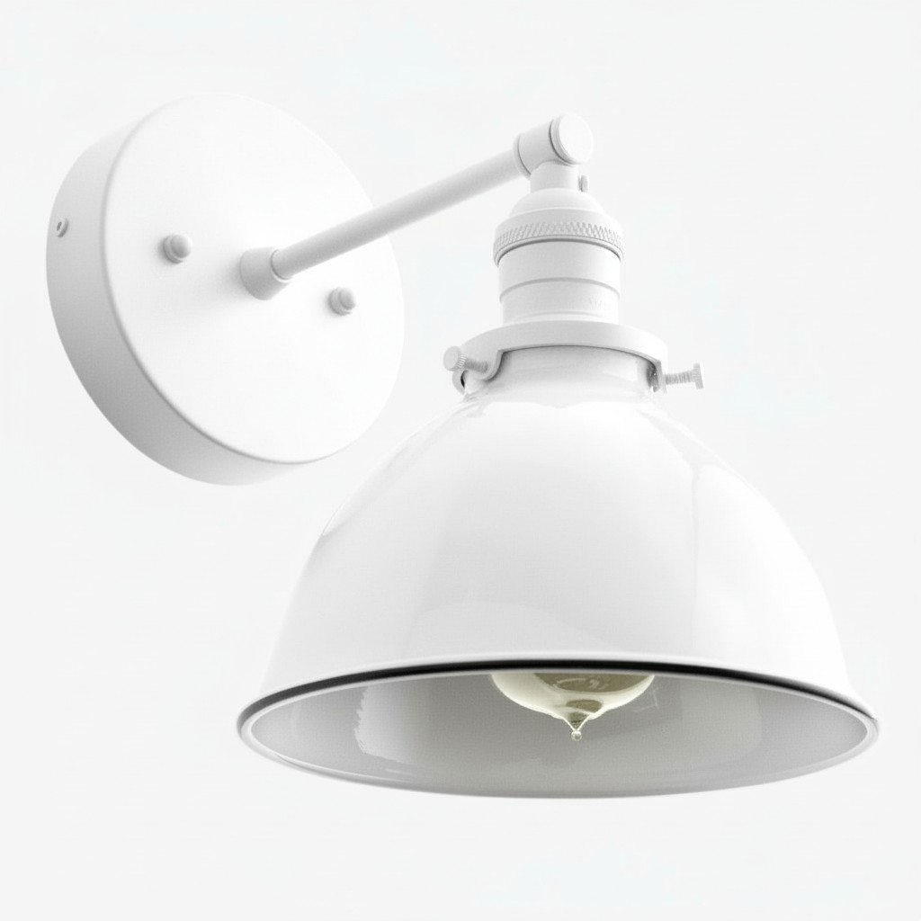 Conique Metal Wall Sconce - White Metal Shade - Industrial Modern Lighting K1446
