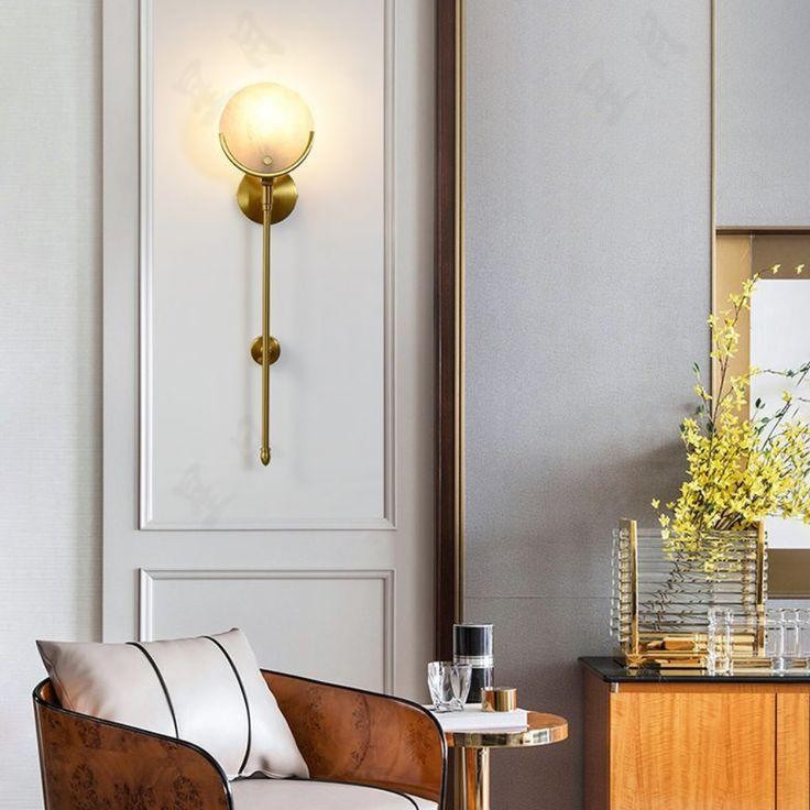 Metal Brass Spherical Bedroom Wall Lamp K247