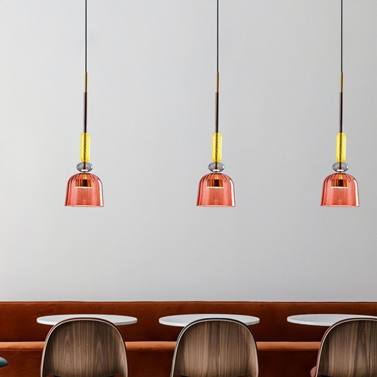 Nordic Macaron Flauti Ribbed Glass Pendant Light K126