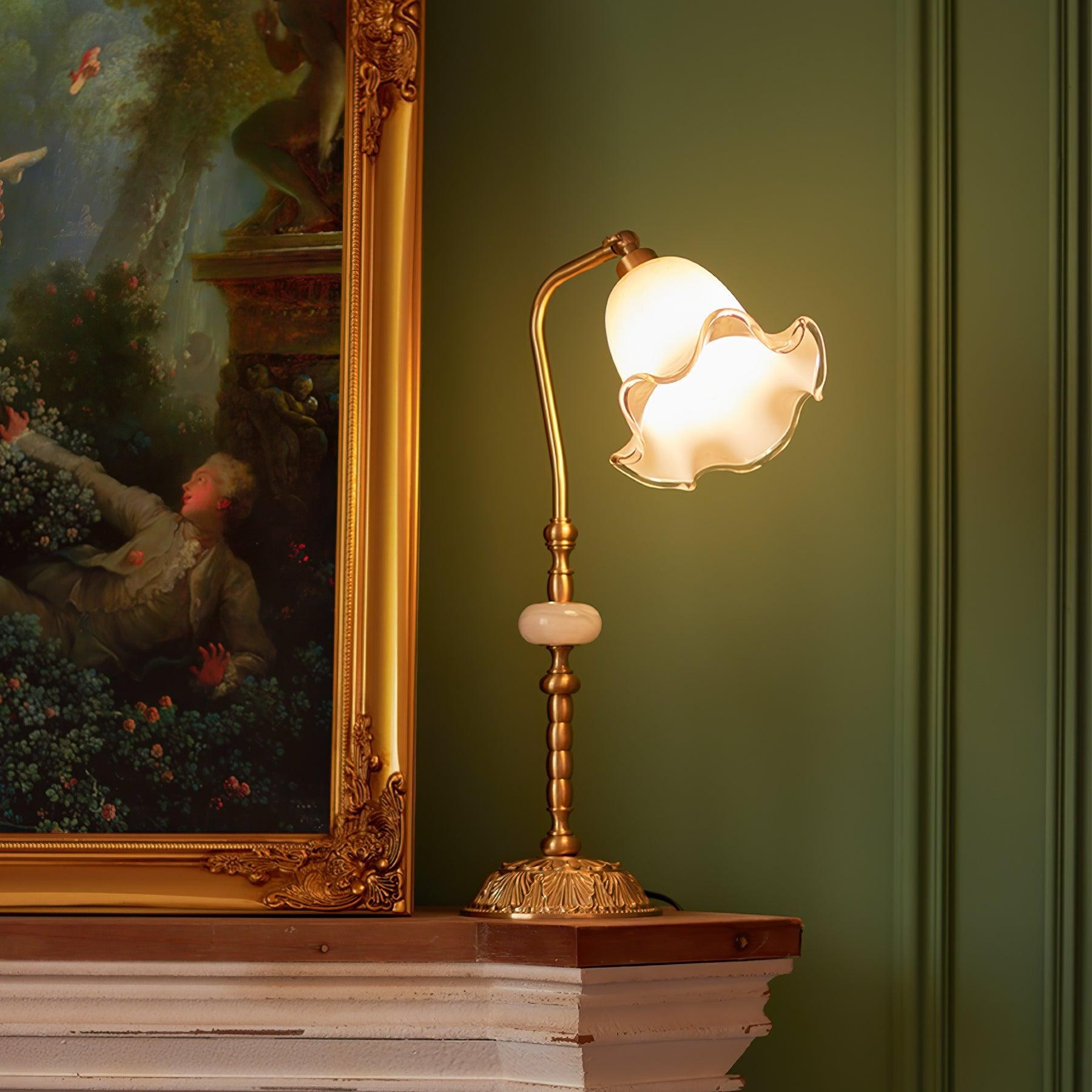 Classic Stylish White Tulip Brass Table Lamp K731