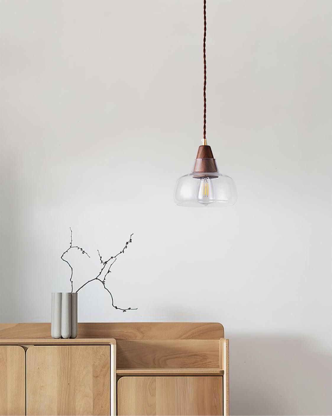 Walnut Glass Pendant Lamp K764