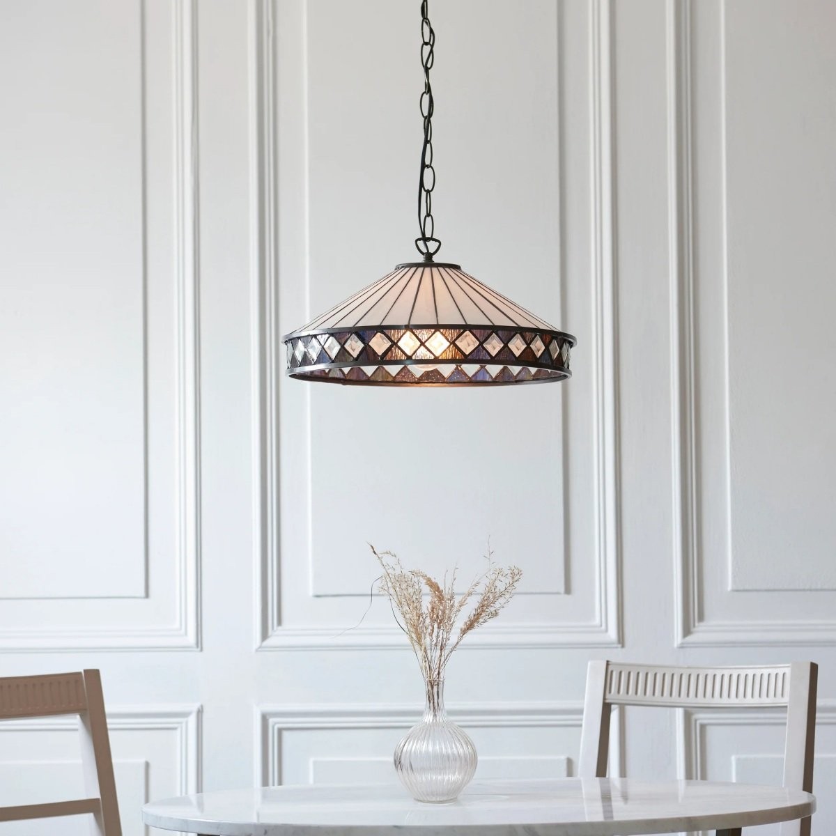 TF Fargo Pendant Light - Tiffany Style Lighting with an Art Deco Shade and Adjustable Chain K1938