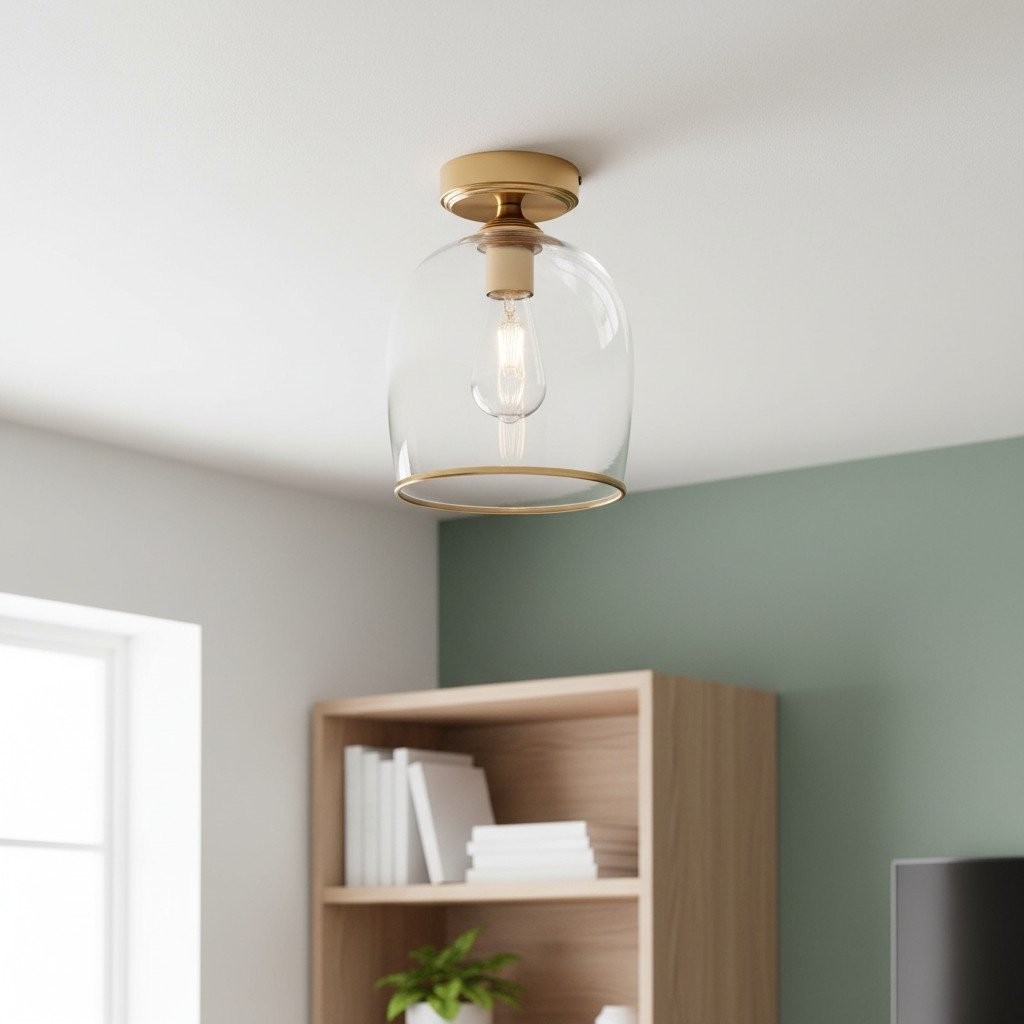 Brazara Dome Ceiling Light - Industrial Ribbed and Clear Glass for Living Room K1892
