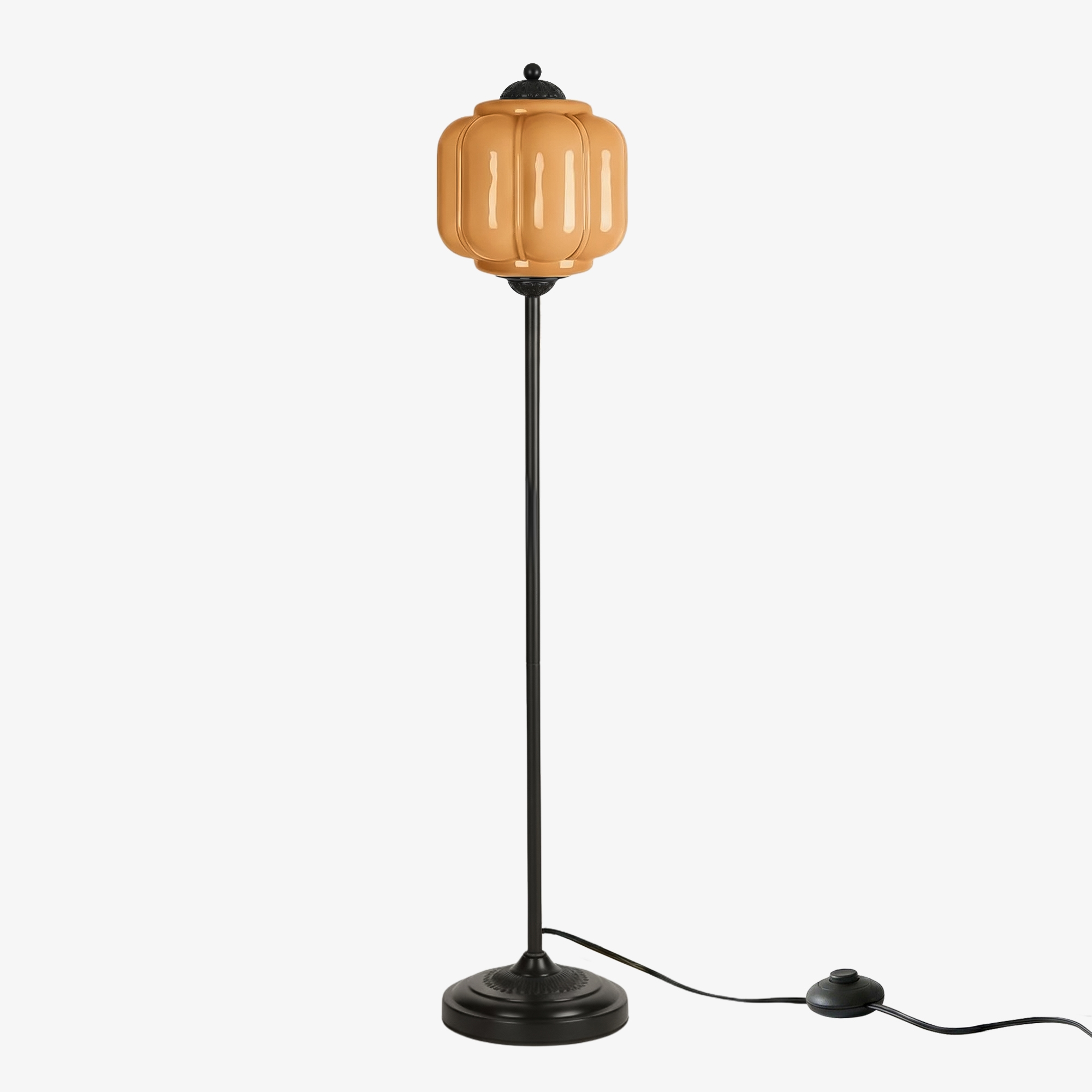 Eloise Handcrafted Retro Glass Floor Lamp - Lantern Form Floor Light for Reading Corners K2345