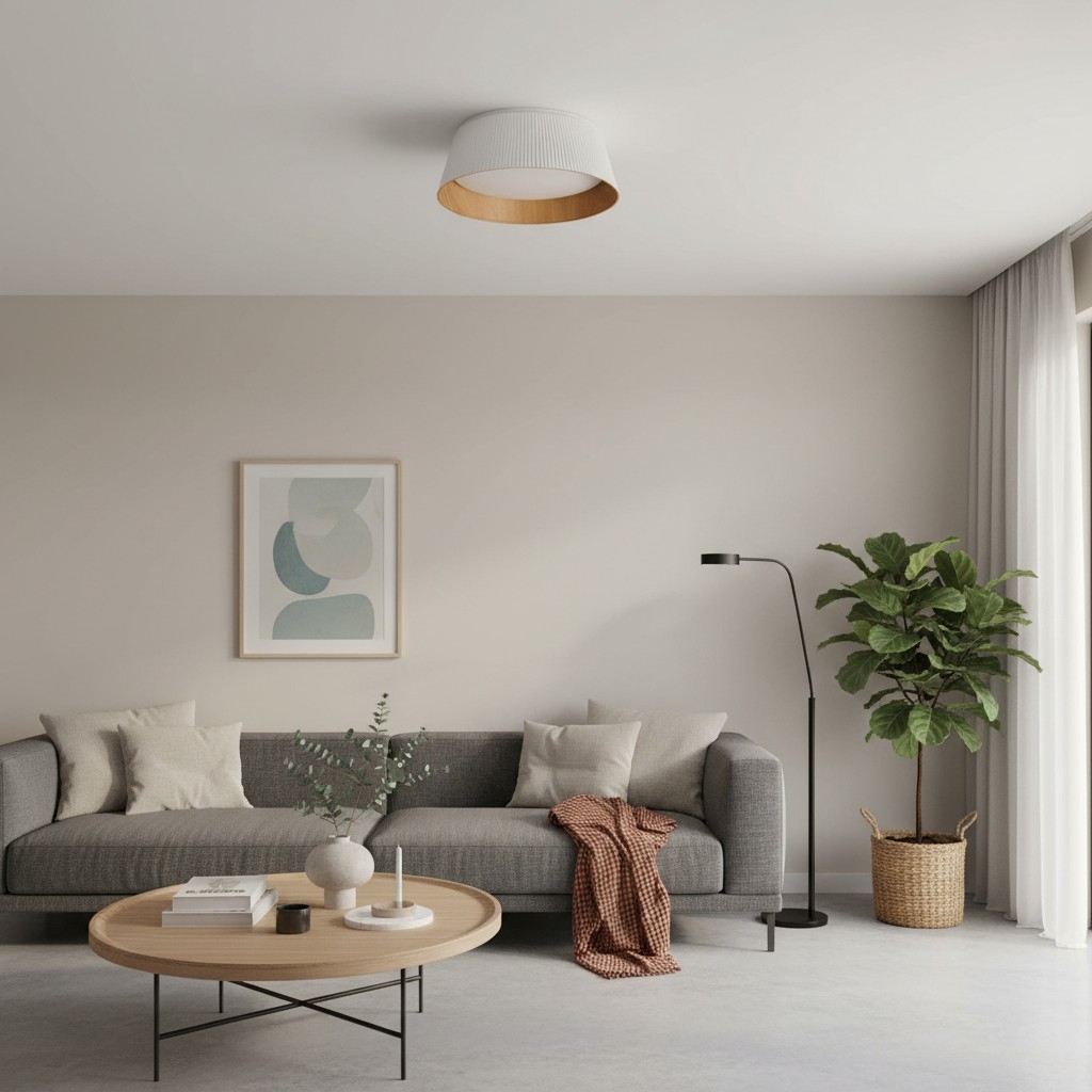 Ribravo Modern Ribbed Textured Shade Ceiling Lamp - Modern Minimalist Lamp for Living Room K2327
