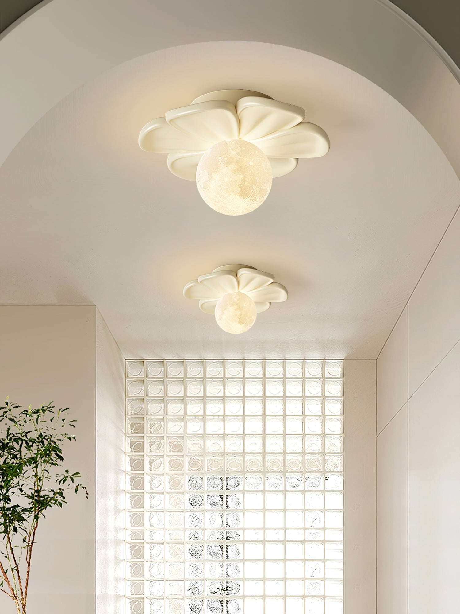 Cream Bloom Flower Ceiling Lamp D408