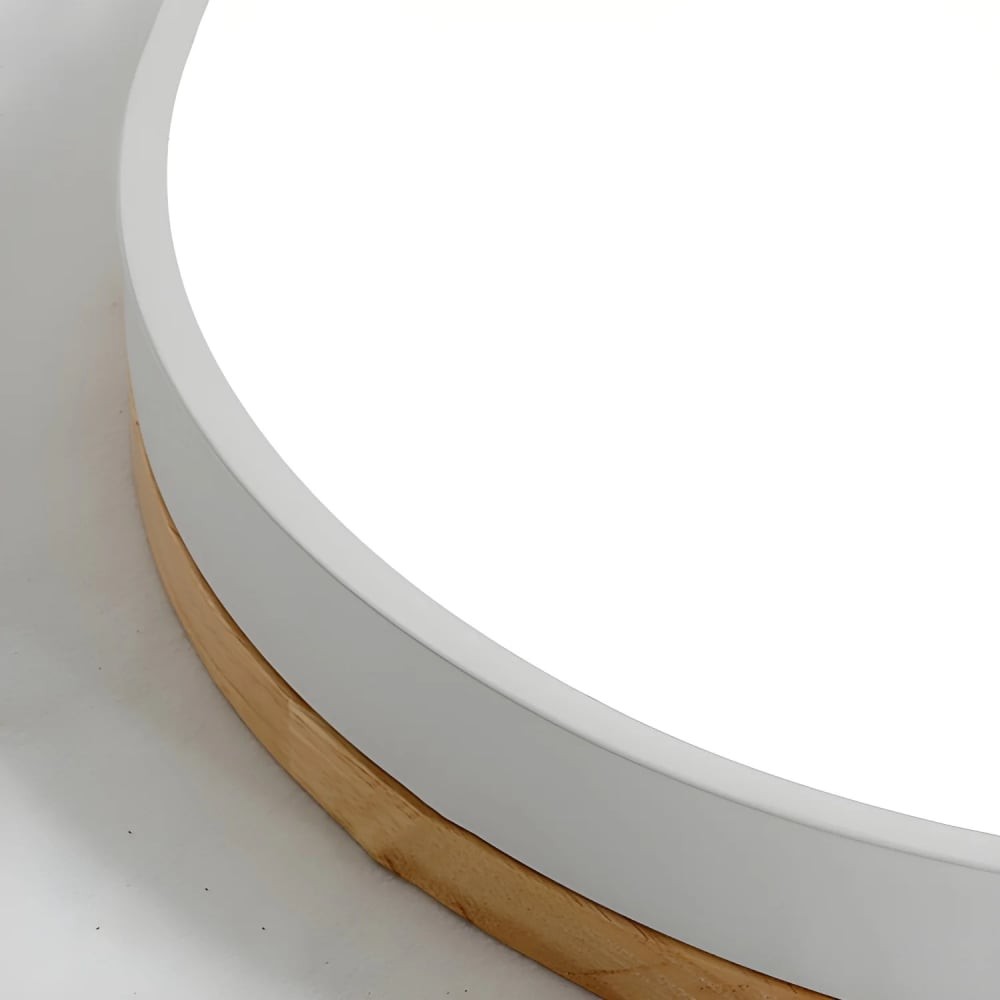 Cielora Elegant Round Acrylic Ceiling Light - Modern Metal Wood Trim Flush Mount for Home K2086