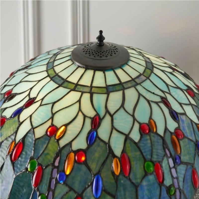 TiffStar Art Glass Floor Lamp with Ornamental Pattern Shade - Standing Light for Living Rooms K1911