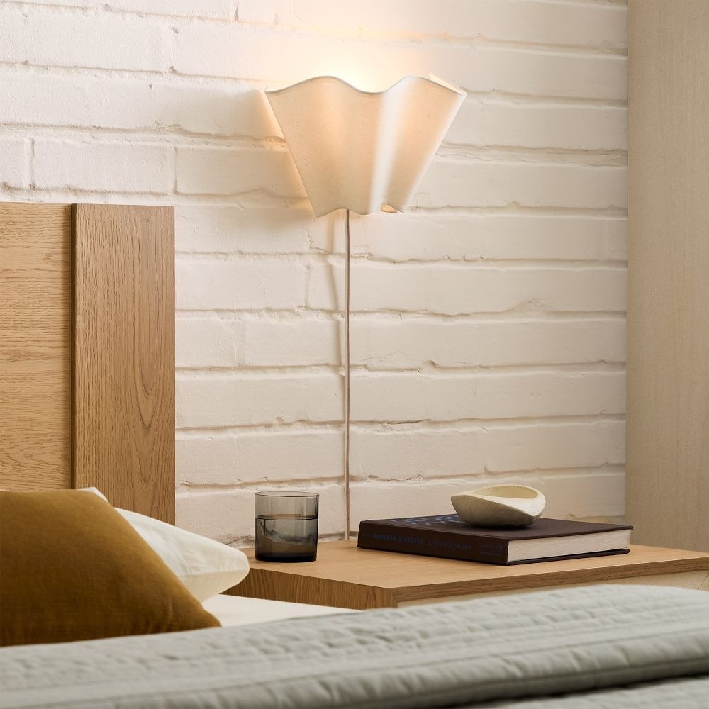 Oslan Linen Shade Plug In Wall Lamp - Elegant Cruved Wall Sconce for Living Room K1145