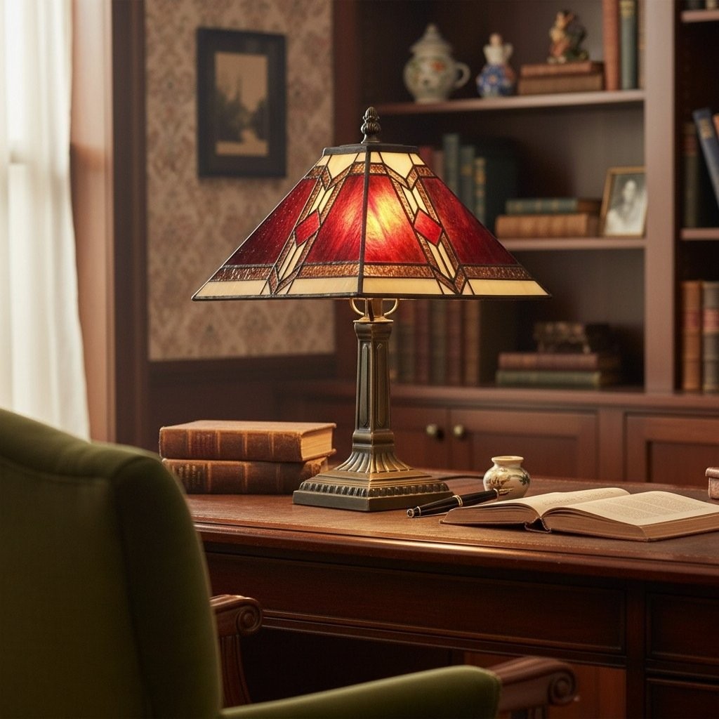 TiffStar Stained Glass Table Lamp - Vintage Style Stained Glass Suitable for Bedrooms and Living Rooms K2013