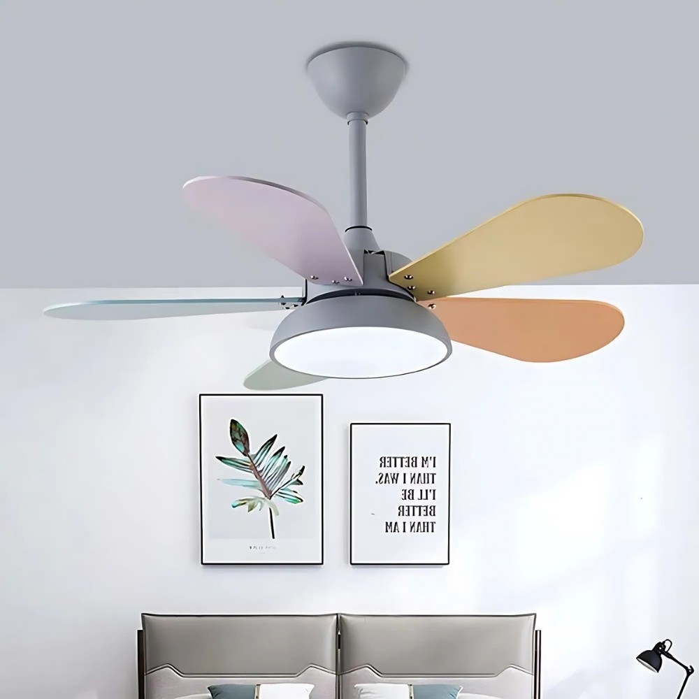 Nordic Colorful 3 Blade Ceiling Fan Light For Kids Room K1118
