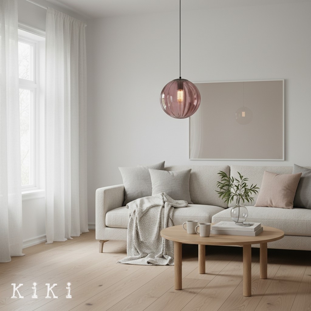 Lunorie Metal and Glass Globe Pendant Light for Dining Area Kitchen Island K2147
