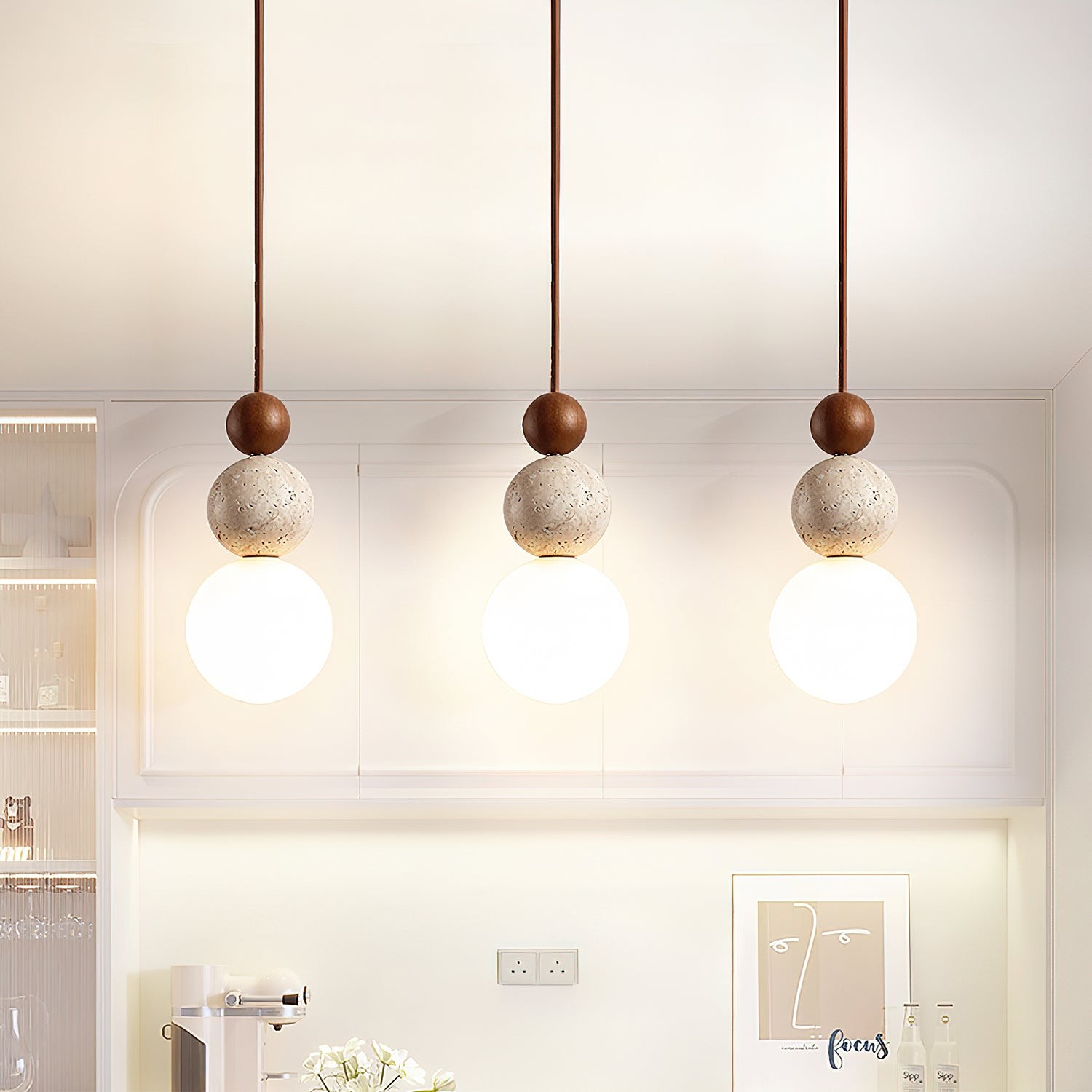 Modern Travertine Stone Globe Pendant Lamp K832