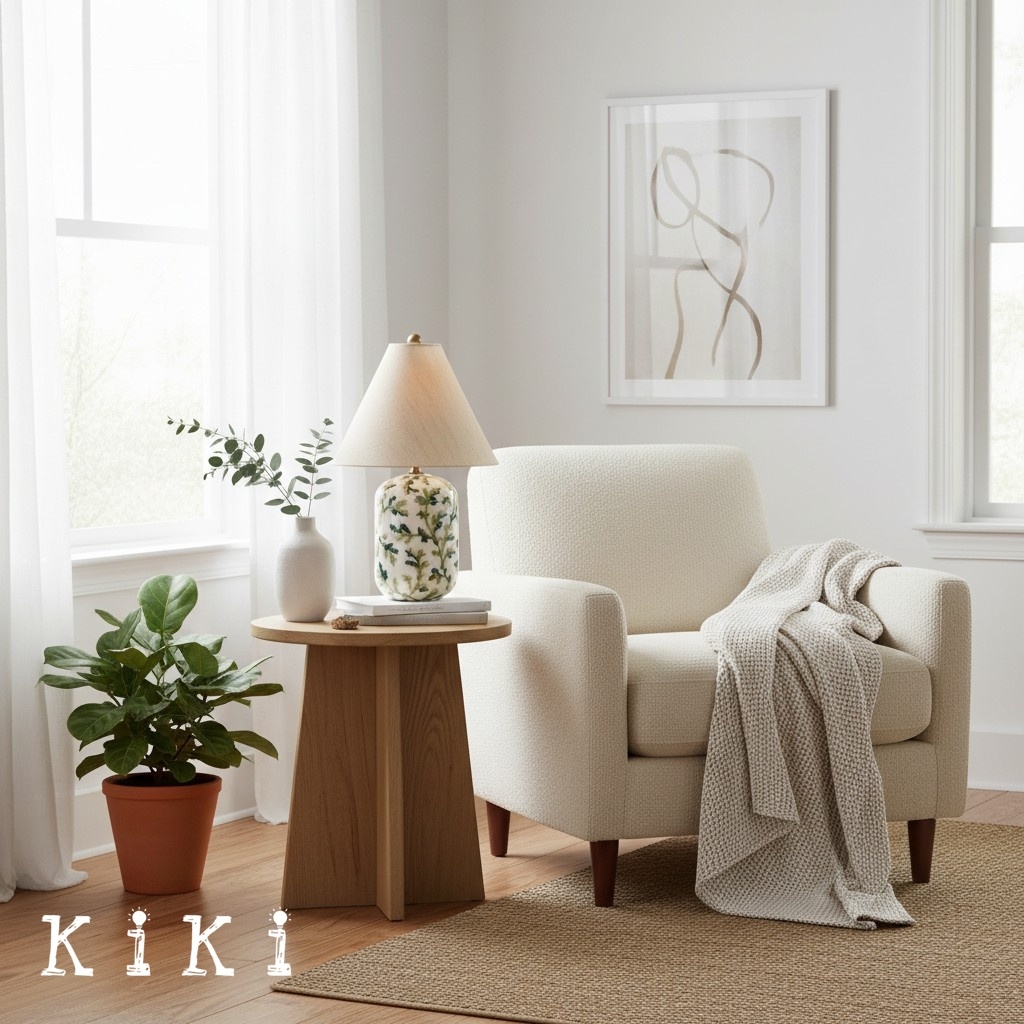 Ceruna Elegant Ceramic Table Light - Minimalist Style Lamp for Nightstand K1672