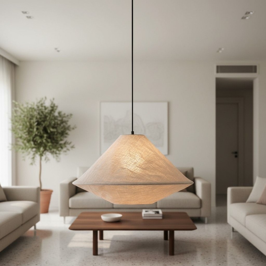 Zalen Organic Woven Shade Pendant Lamp For Entryway and Living Space K1686