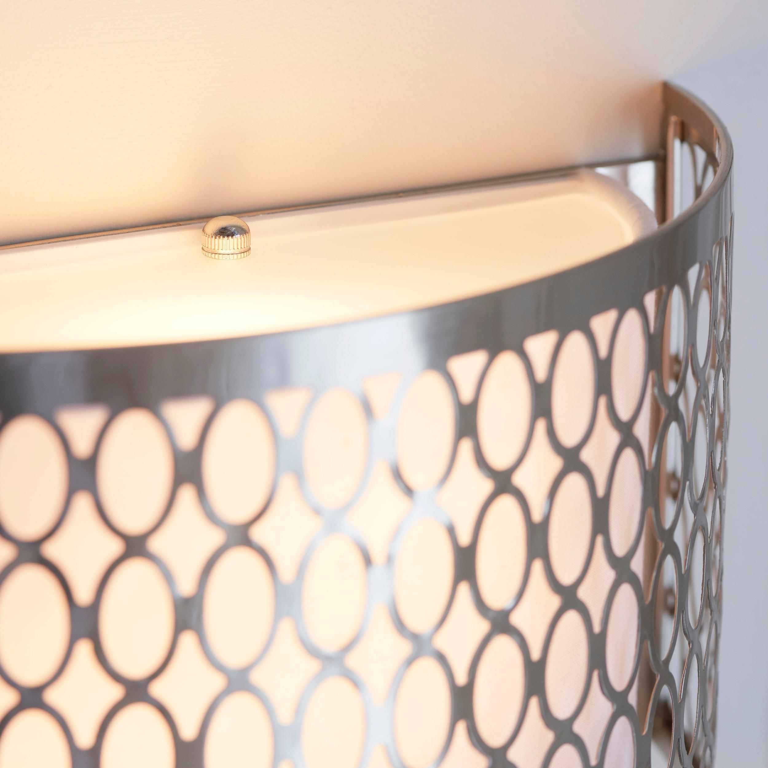 Liorin Fretwork Wall Light - Modern Curved Metal and Fabric Shade Sconce K1965