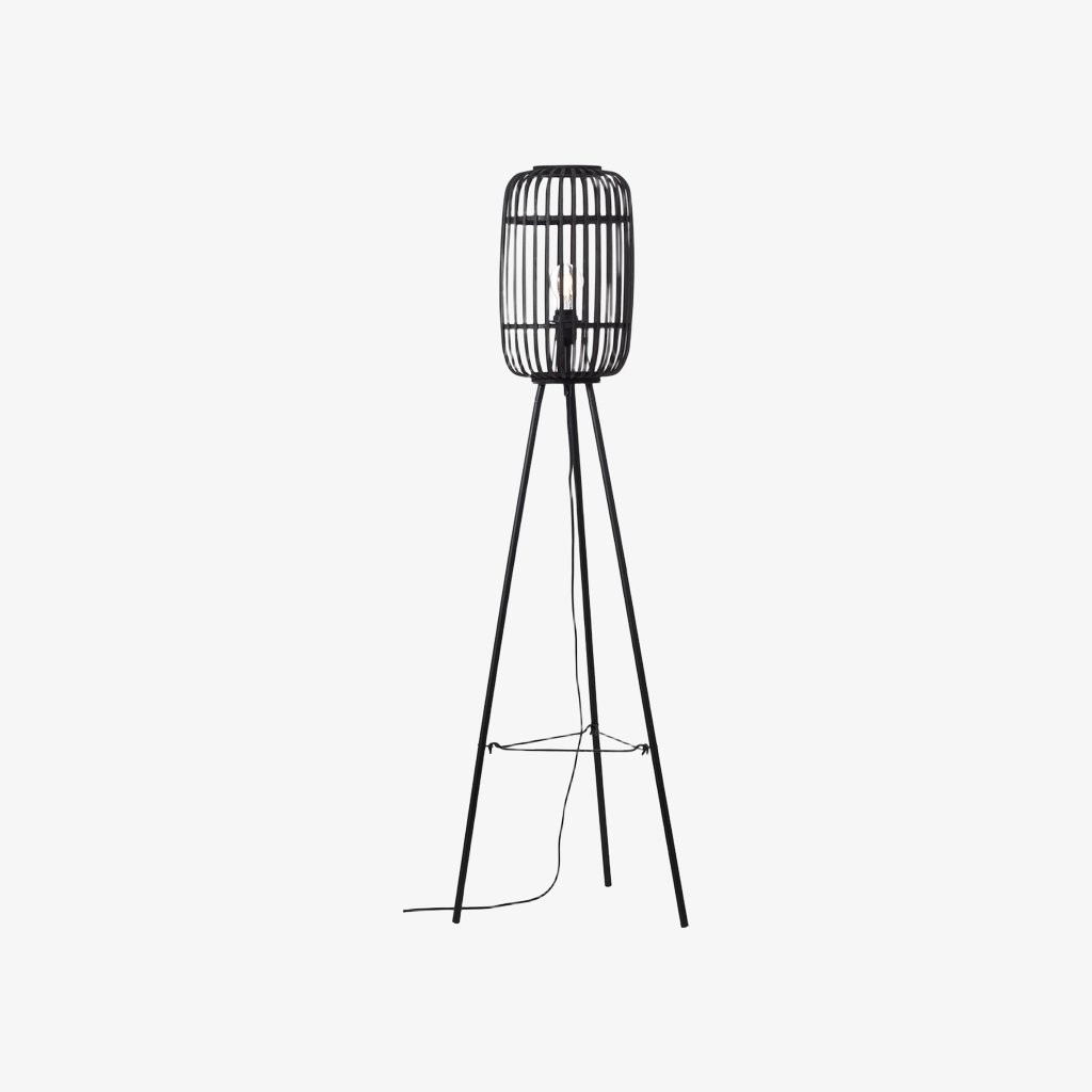 Yumeko Natural Woven Floor Lamp - Modern Scandi Bamboo Shade Standing Lamp for Bedrooms or Living Rooms K1940