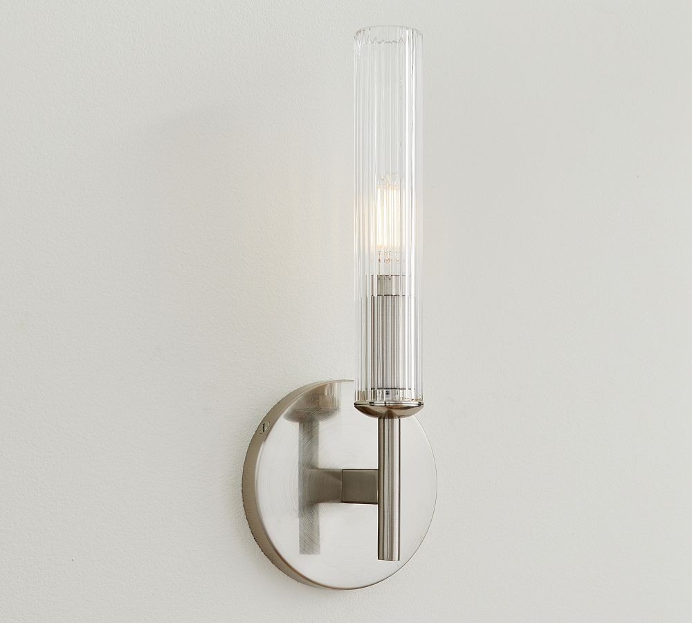 Bravira Ribbed Glass Tube Wall Sconce - Wall Light for Living Room and Hallway K1327