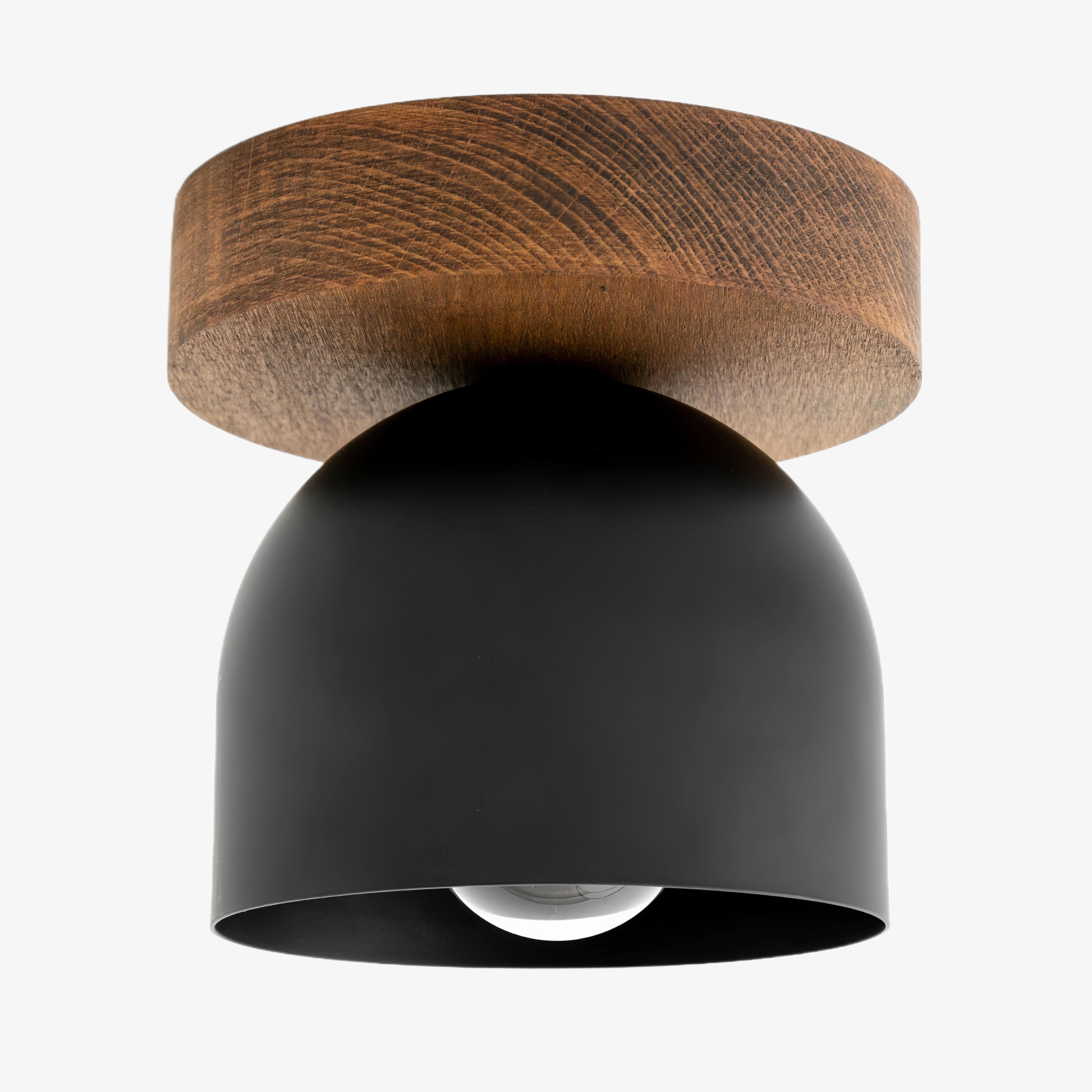 Metio Dome Flush Mount Ceiling Light - Oak Finish with Metal Shade K1421