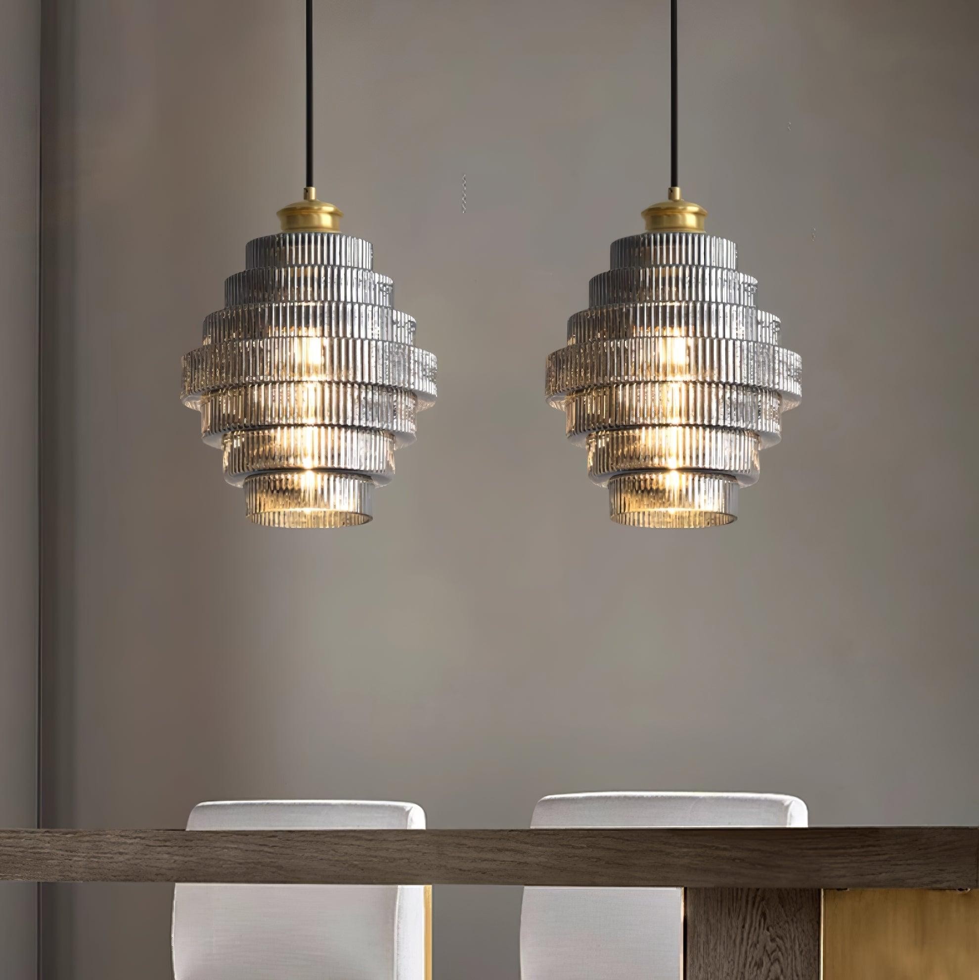 Bottis Minimalist Glass Pendant Lamp - Stylish Layered Hanging Light for Dining Table K469